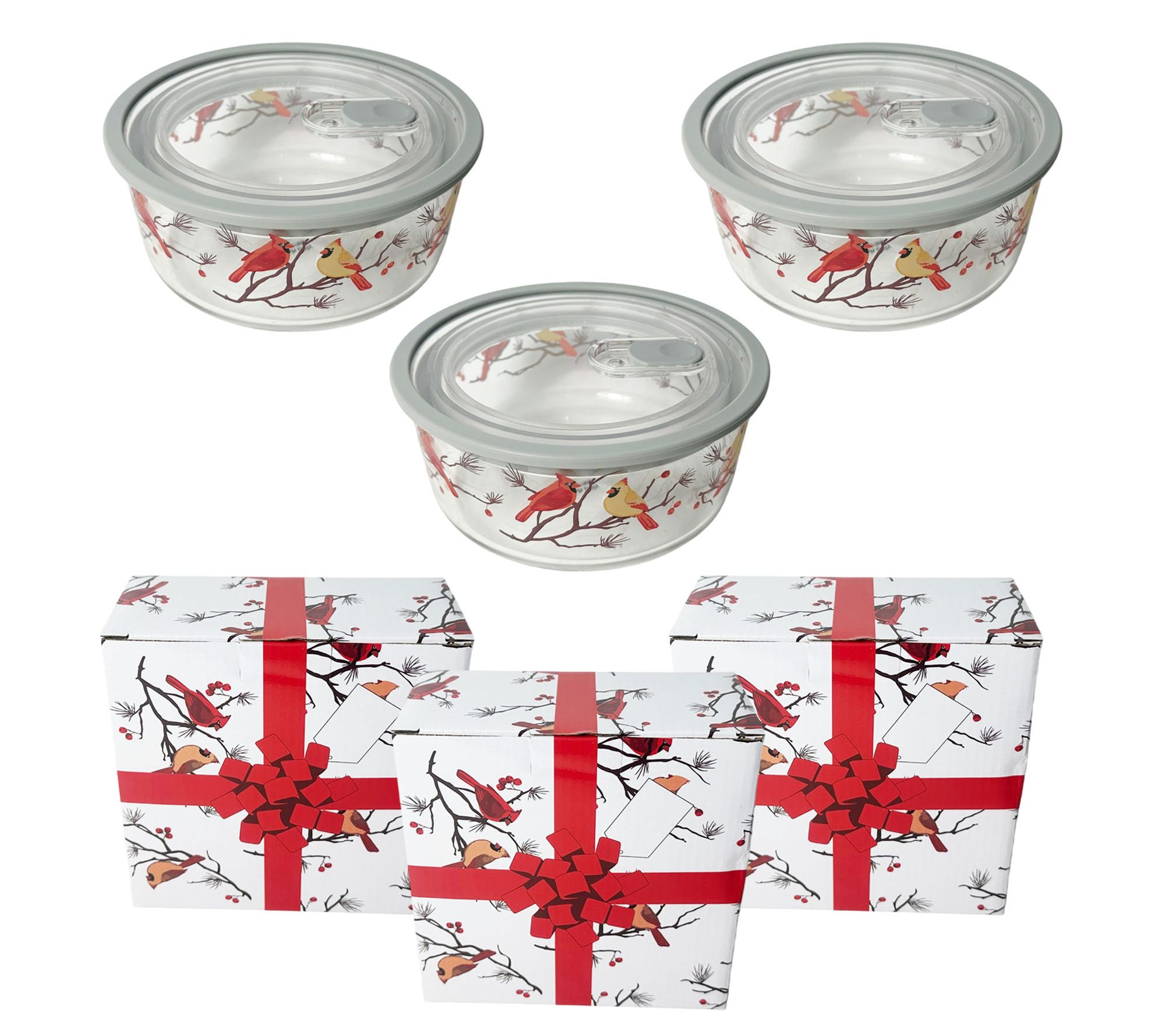 Temp-tations Set of 3 24-oz Lidded Glass Bakers w/ Gift Boxes