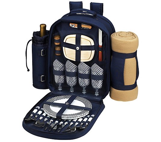Picnic at Ascot Deluxe Picnic Backpack for 4 w/Blanket