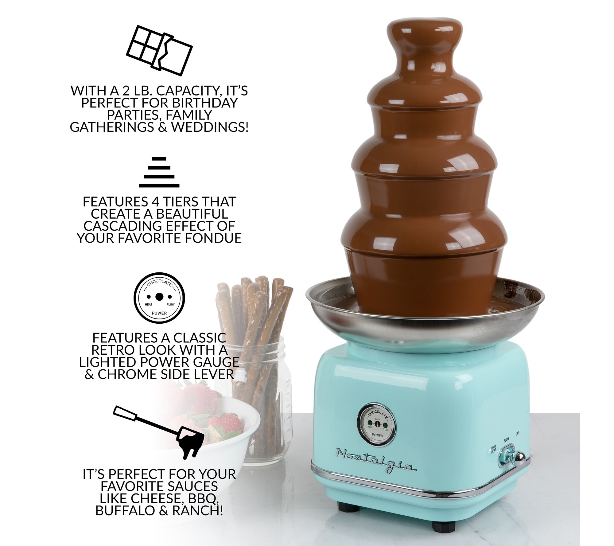 Nostalgia Retro 4Tier Chocolate Fondue Fountain