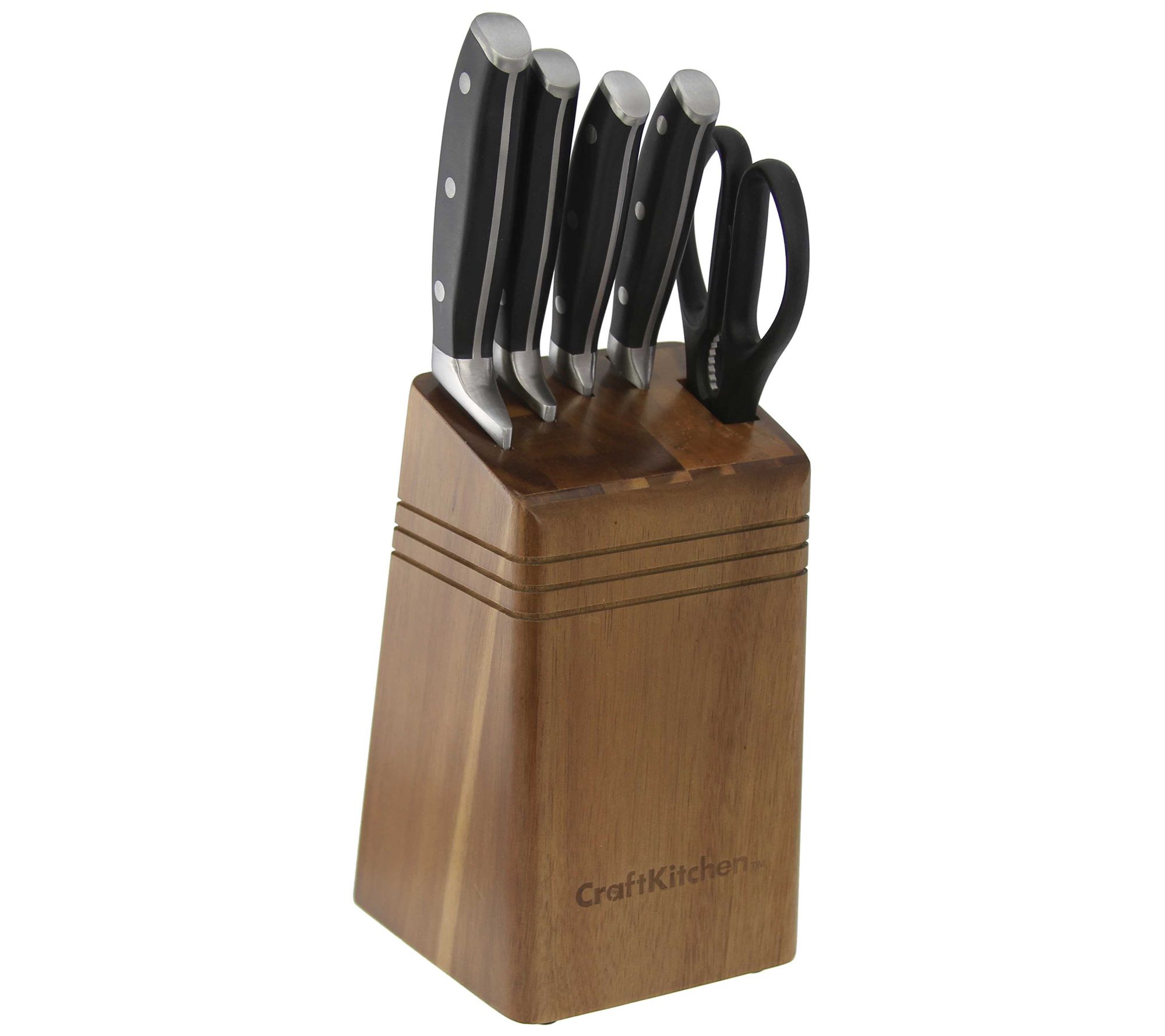 CraftKitchen 6-Piece Stainless Cutlery Set withWood Block - QVC.com