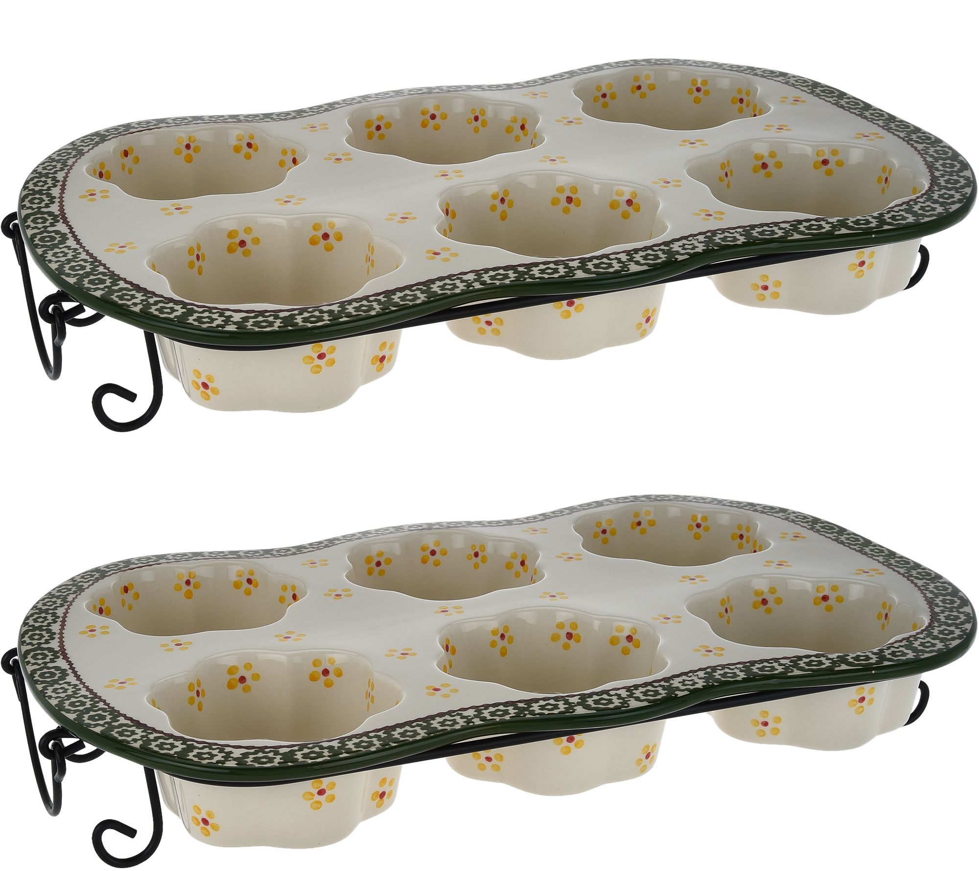 Temp-tations Old World Set of 2 FLower Texas Muffin Pan Set - QVC.com