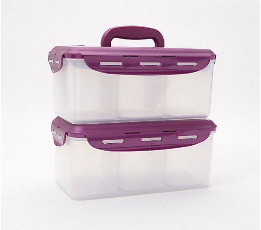 LocknLock Set of 2 Rectangles with Handle Lid and Dividers