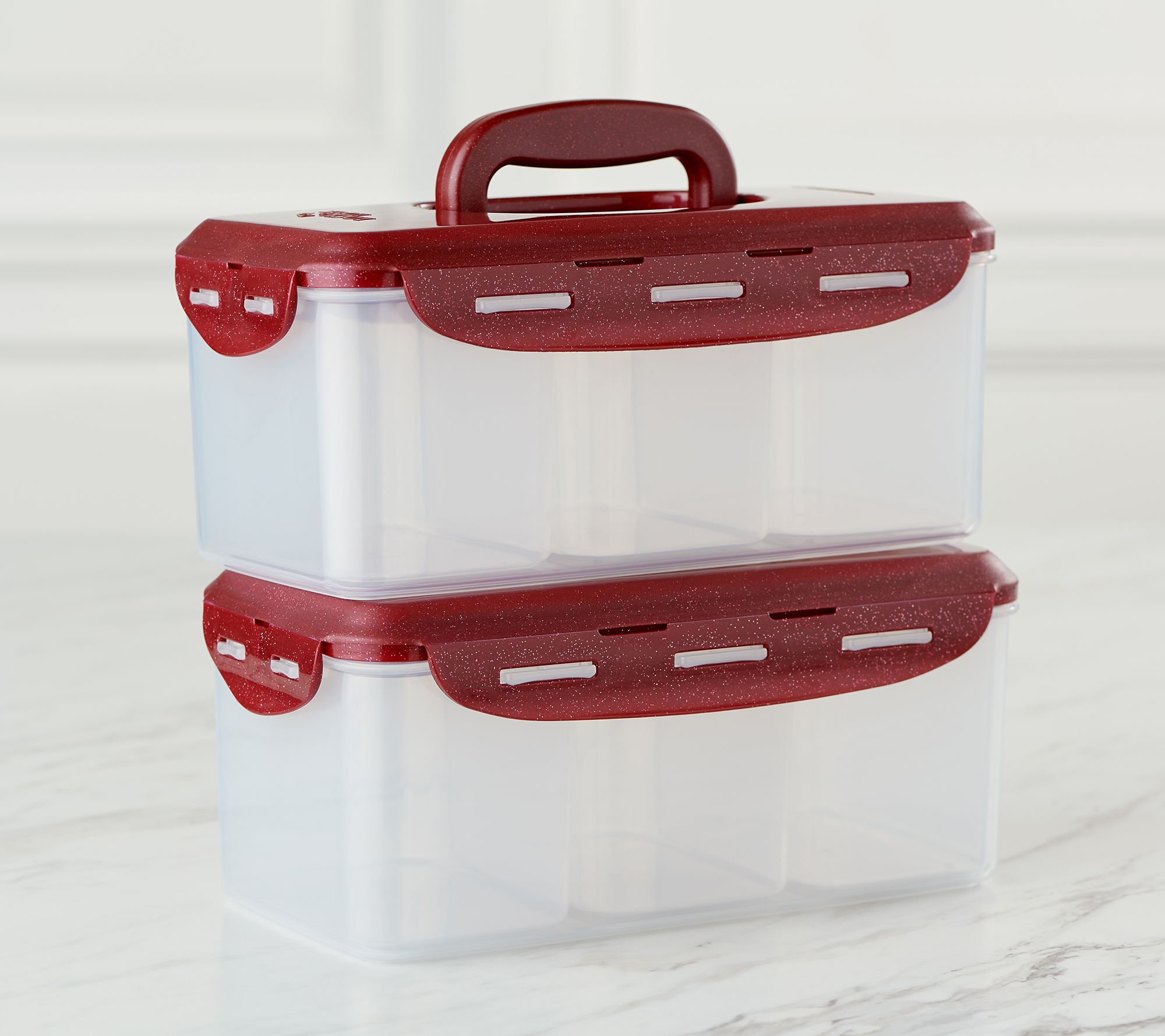 LocknLock Set of 2 Rectangles with Handle Lid and Dividers