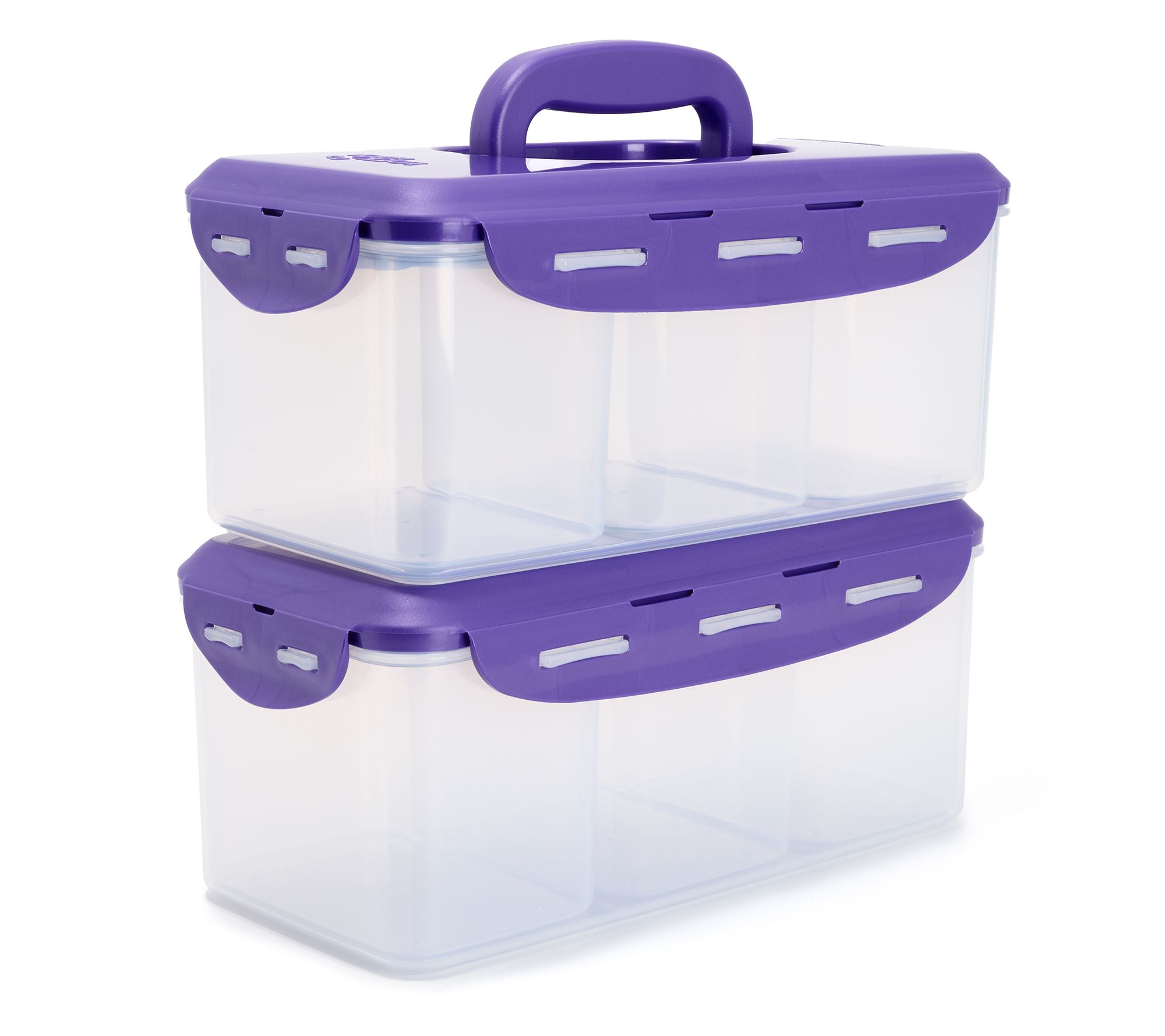 LocknLock Set of 2 Rectangles with Handle Lid and Dividers
