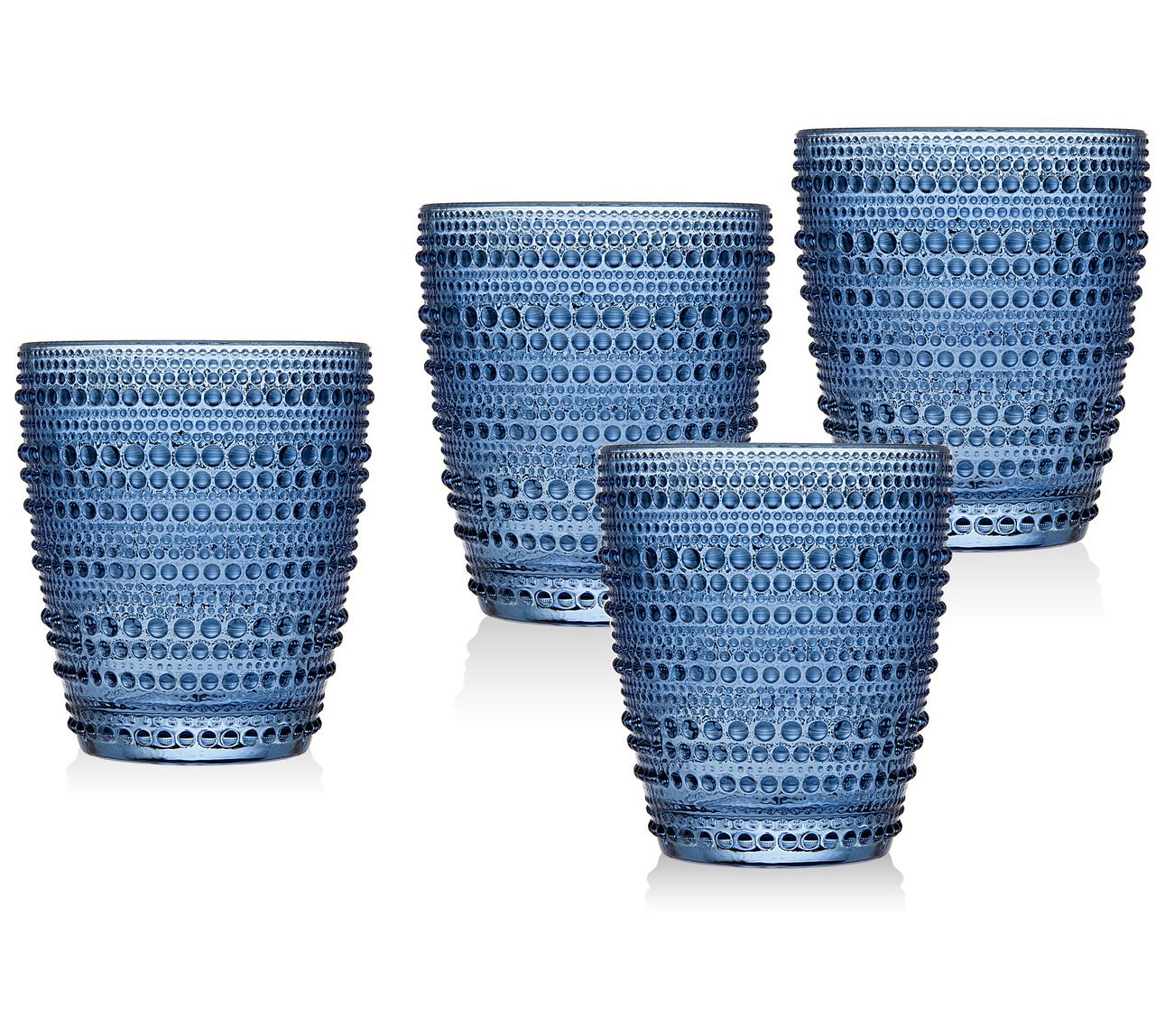 Godinger Set of 4 Lumina Blue Double Old Fashio ned Glasses