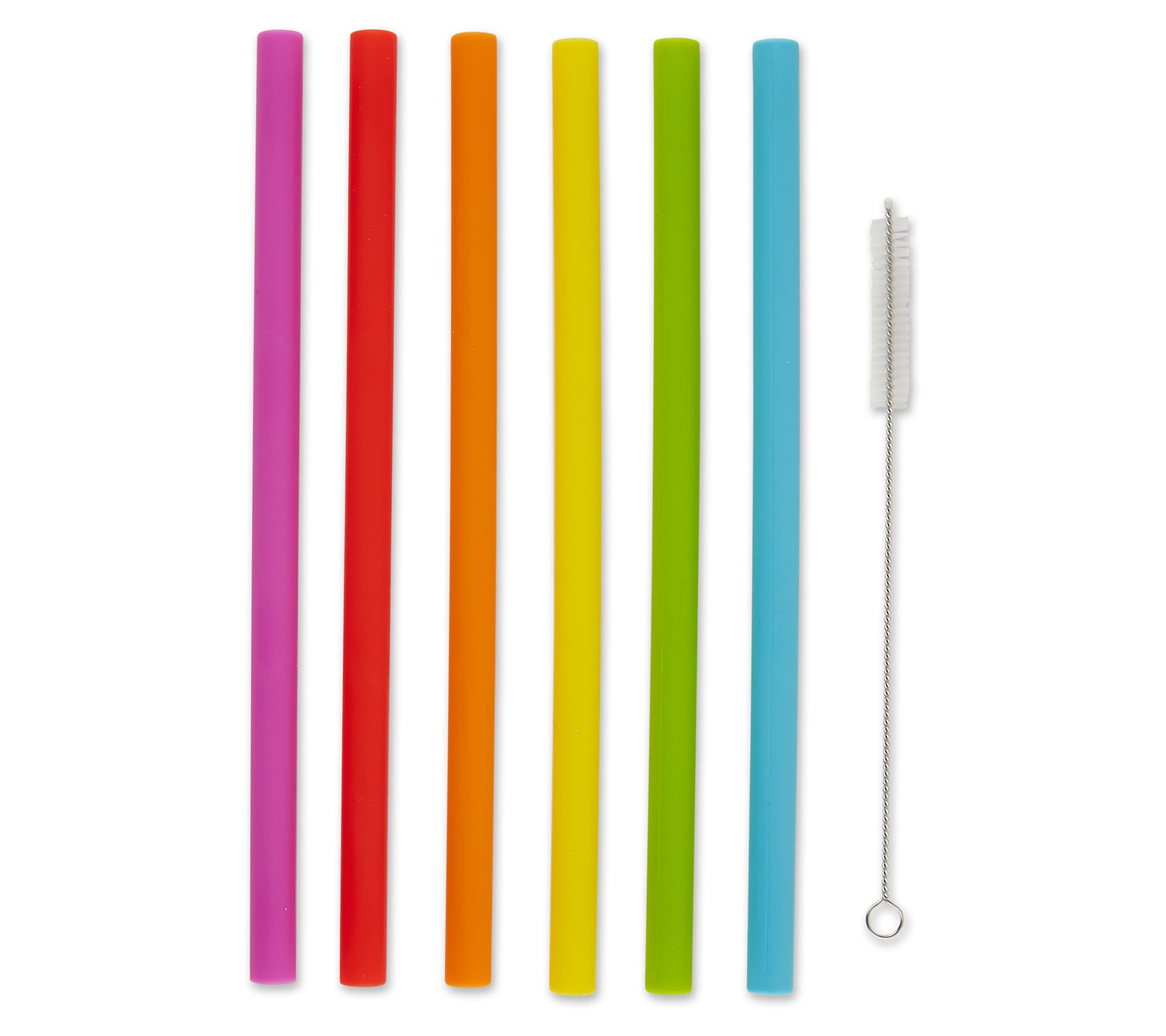 RSVP Reusable 9 Silicone Tip Stainless Steel Straw Set 