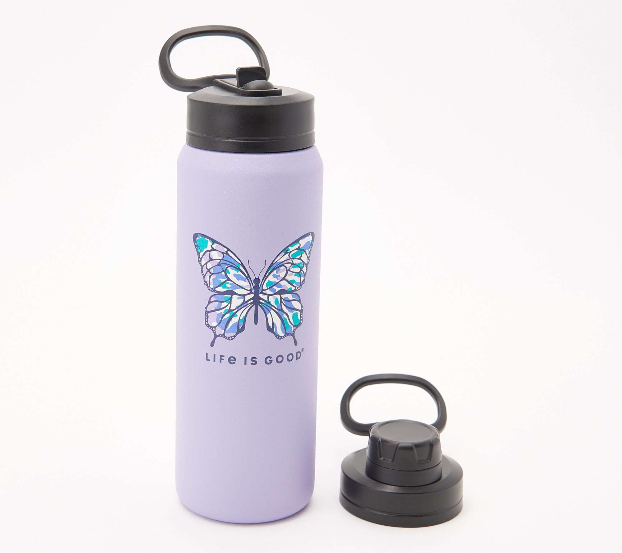 LIFE IS GOOD 32 oz WIDE MOUTH STAINLESS STEEL WATER BOTTLE