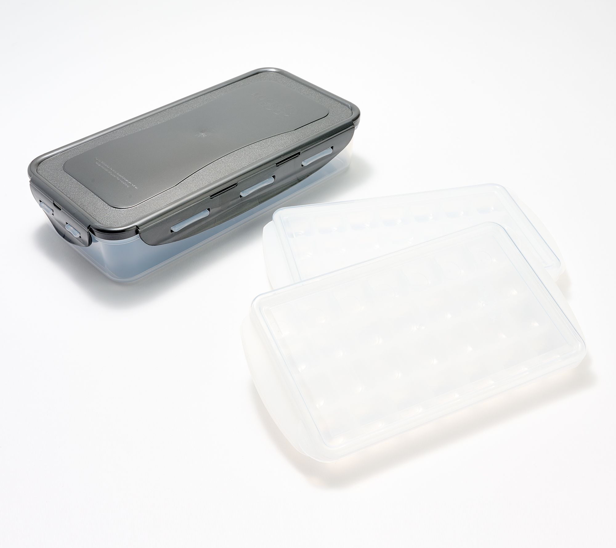LocknLock Set of 2 Ice Cube Trays with Storage Container