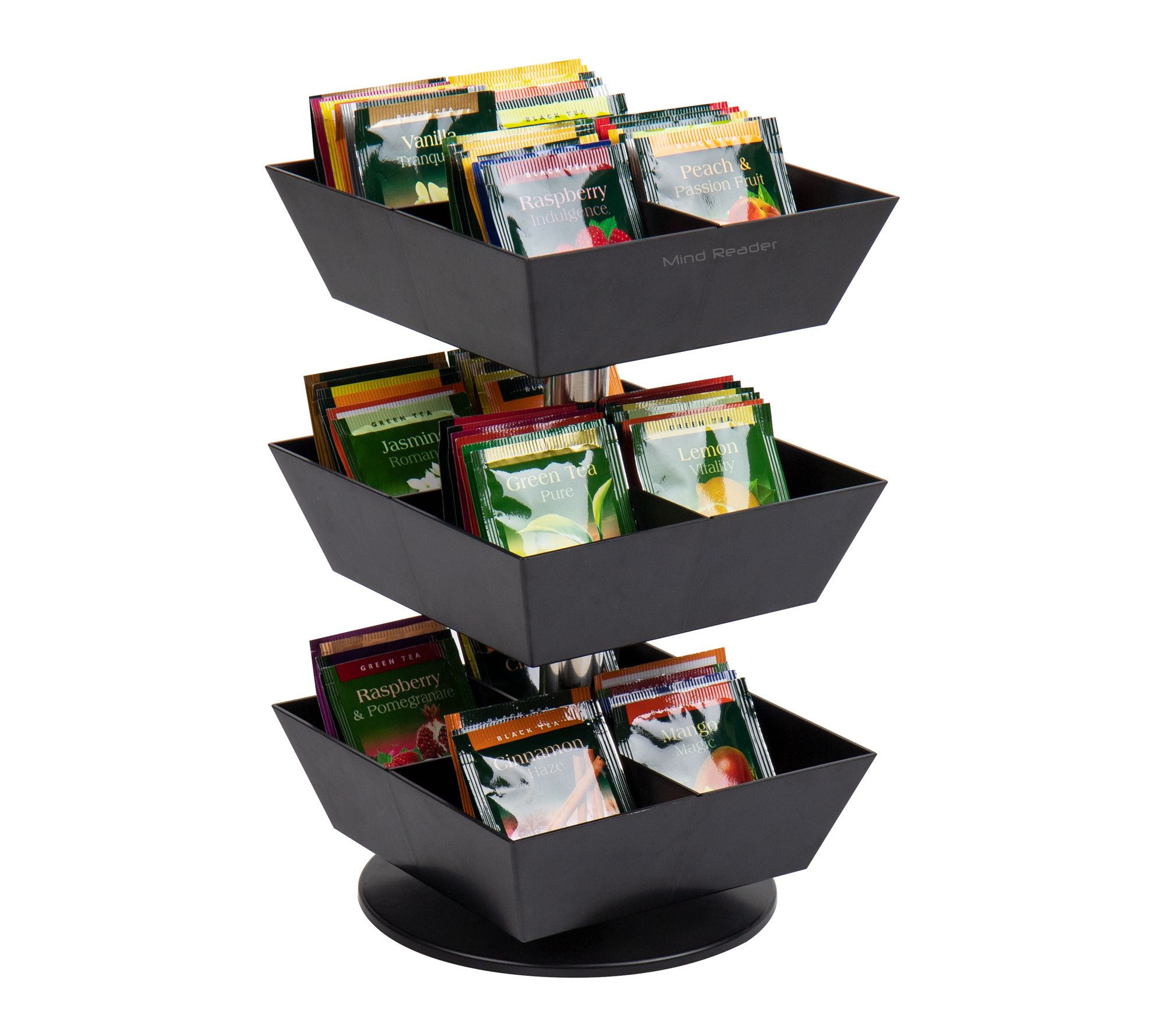 Mind Reader 3-T ier Tea Bag Car ousel Organizer , Black