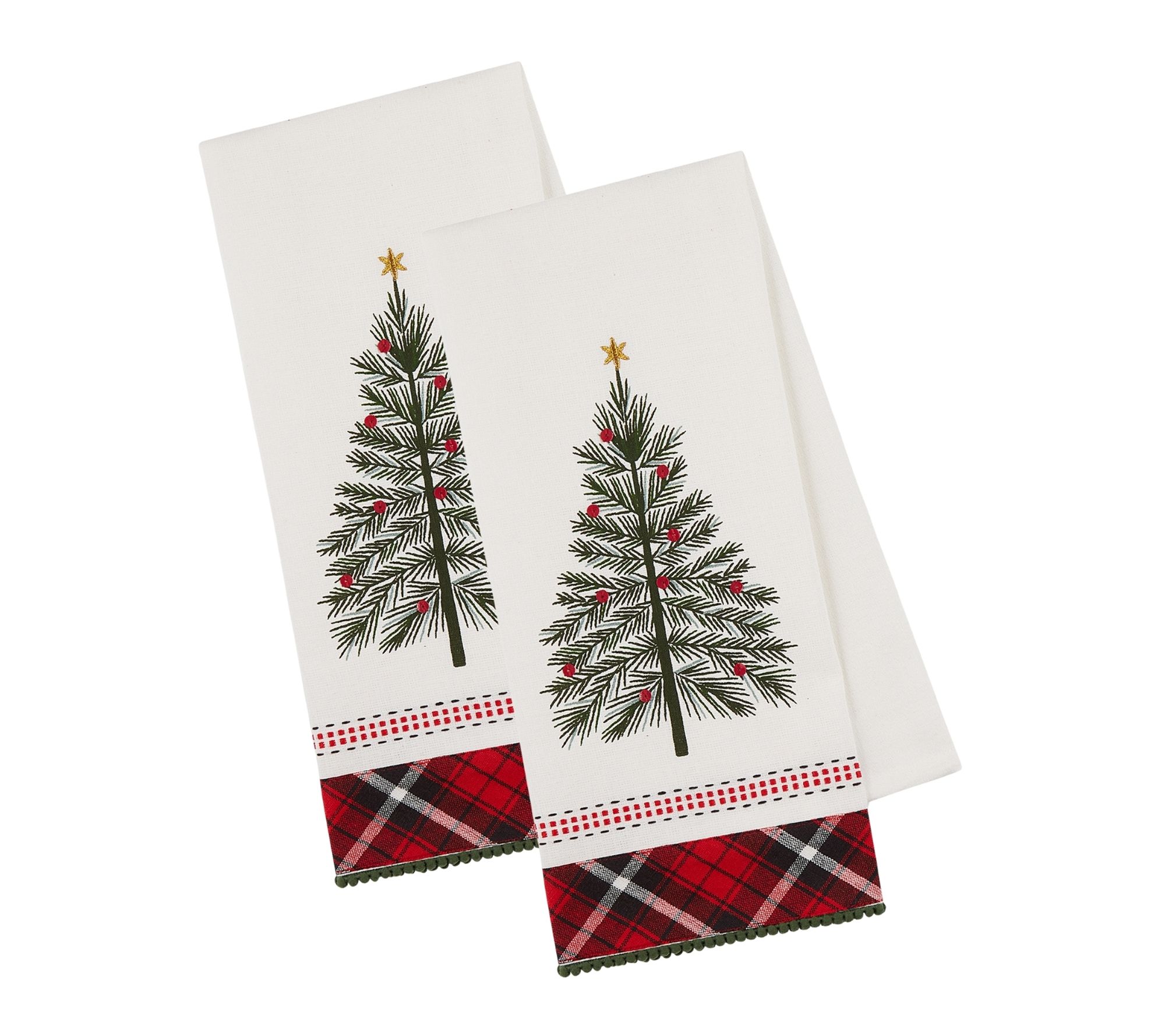 Design Imports Set/2 O Tannenbaum Embellished Kitchen Towels