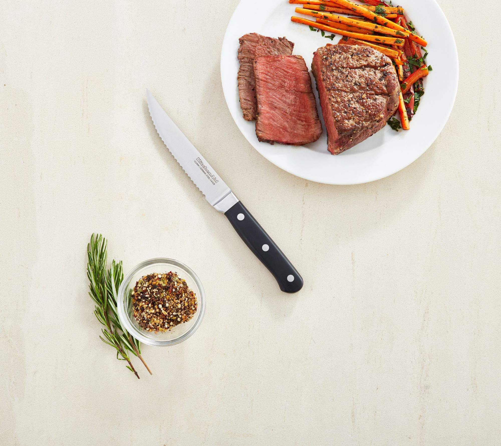 KitchenAid Gourmet 4-Piece Forged Triple Rivet Steak Knife Set, Black