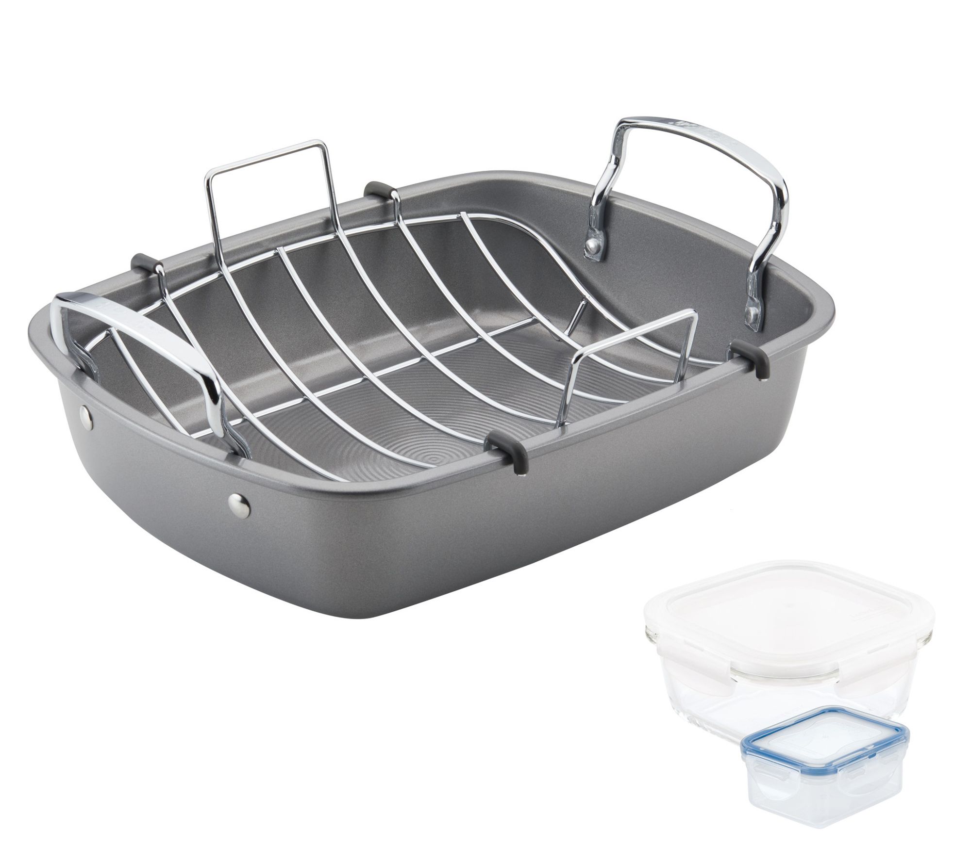 Circulon Nonstick Roaster & Leftover Food Container 4Pc Set