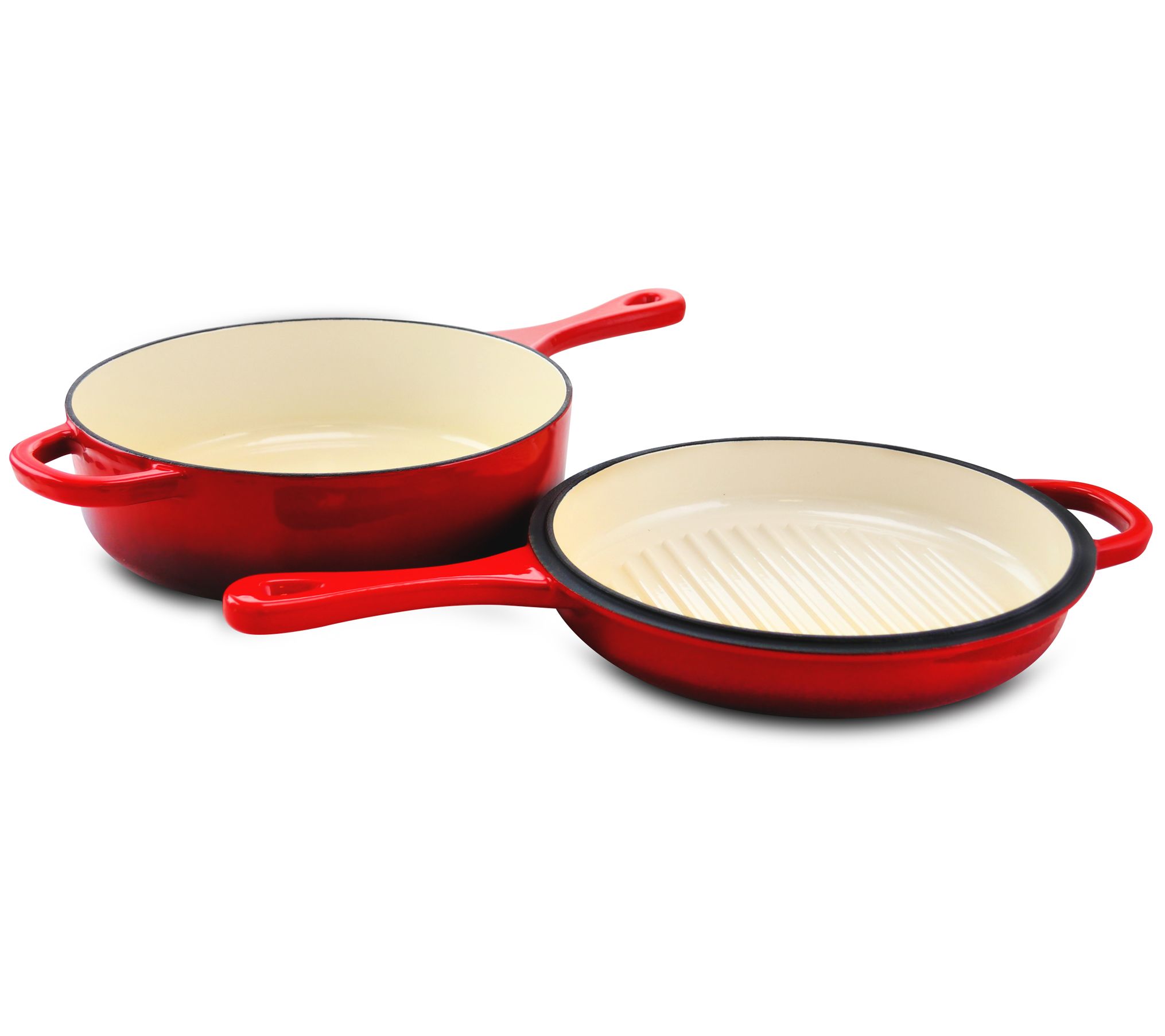 Crock Pot Artisan Enameled 8 Round Cast Iron Skillet, Color: Red