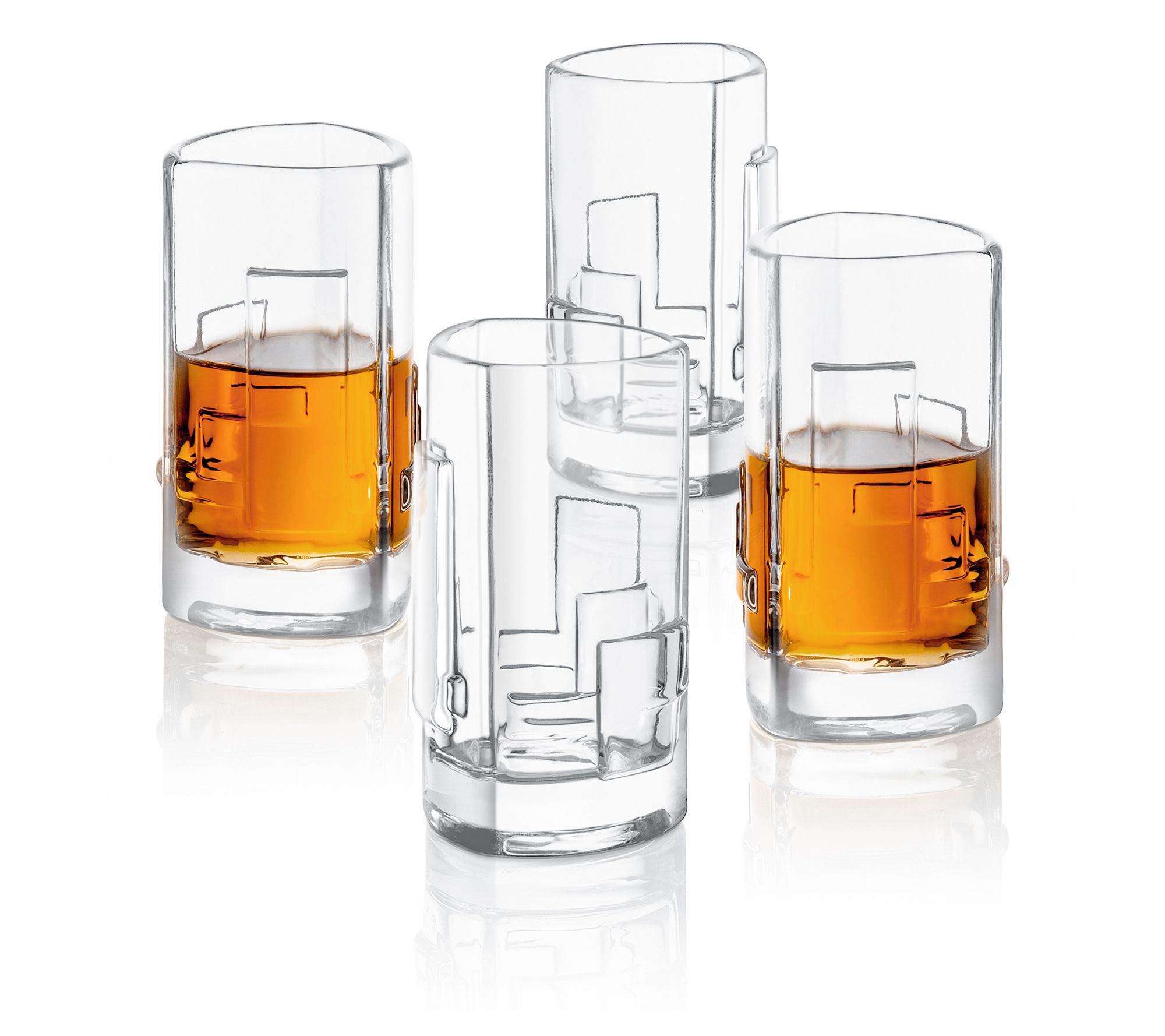 JoyJolt Carre Shot Glasses Square Heavy Base Glass Set of 4, 1.8-Ounce