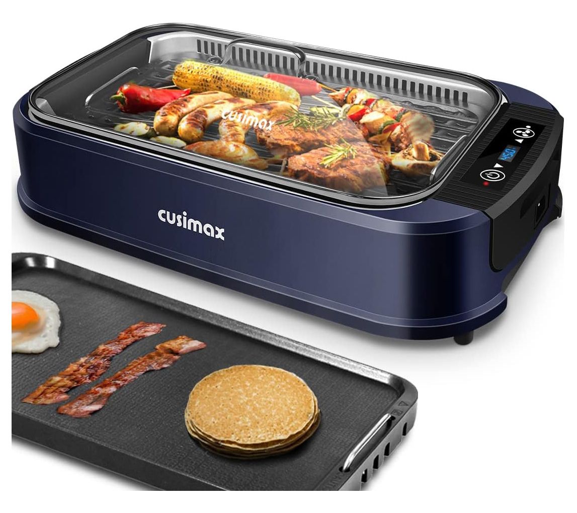 Cusimax Electric Portable Indoor Smokeless Grill, Double Plate