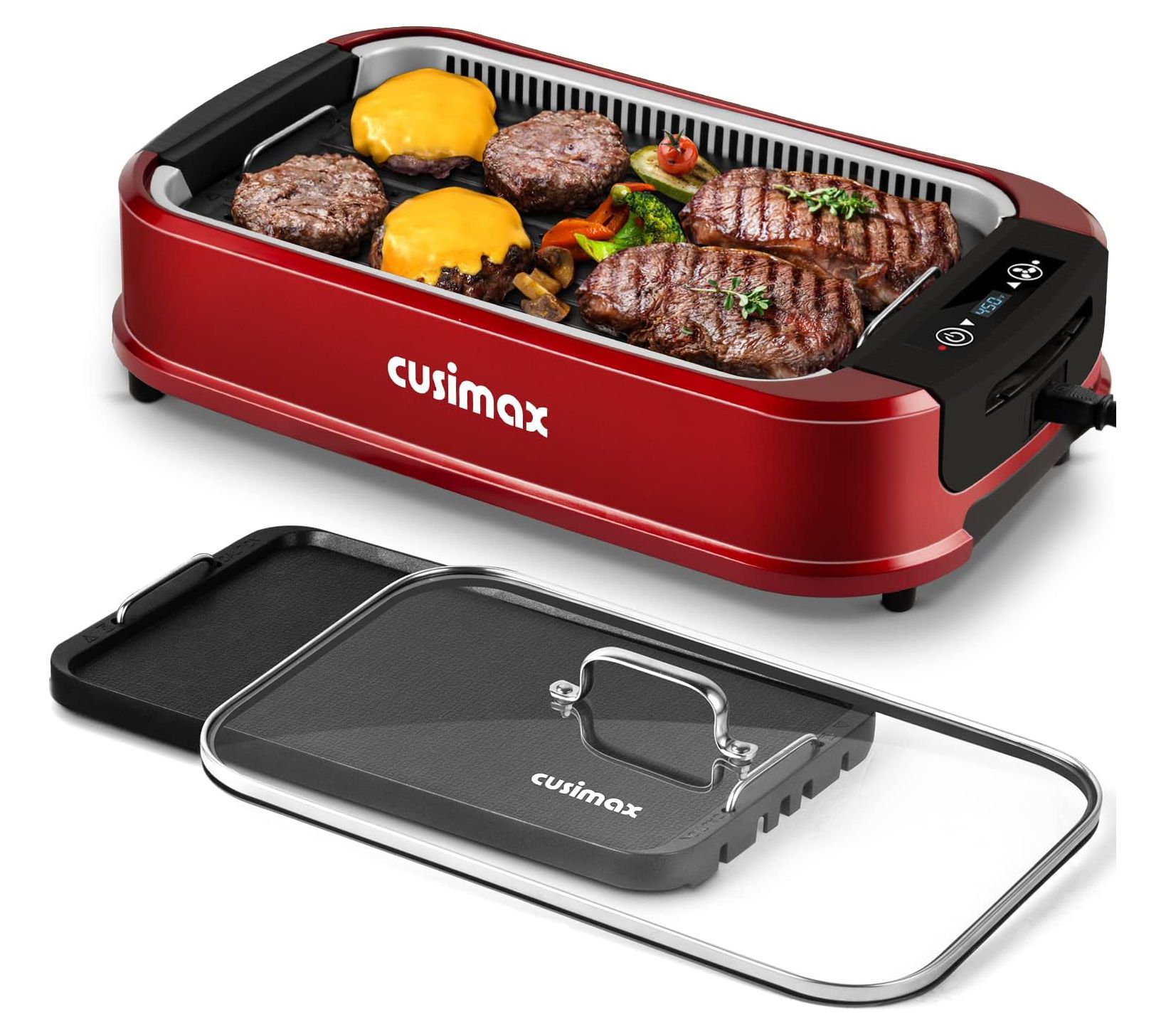 Cusimax Electric Portable Indoor Smokeless Grill, Double Plate