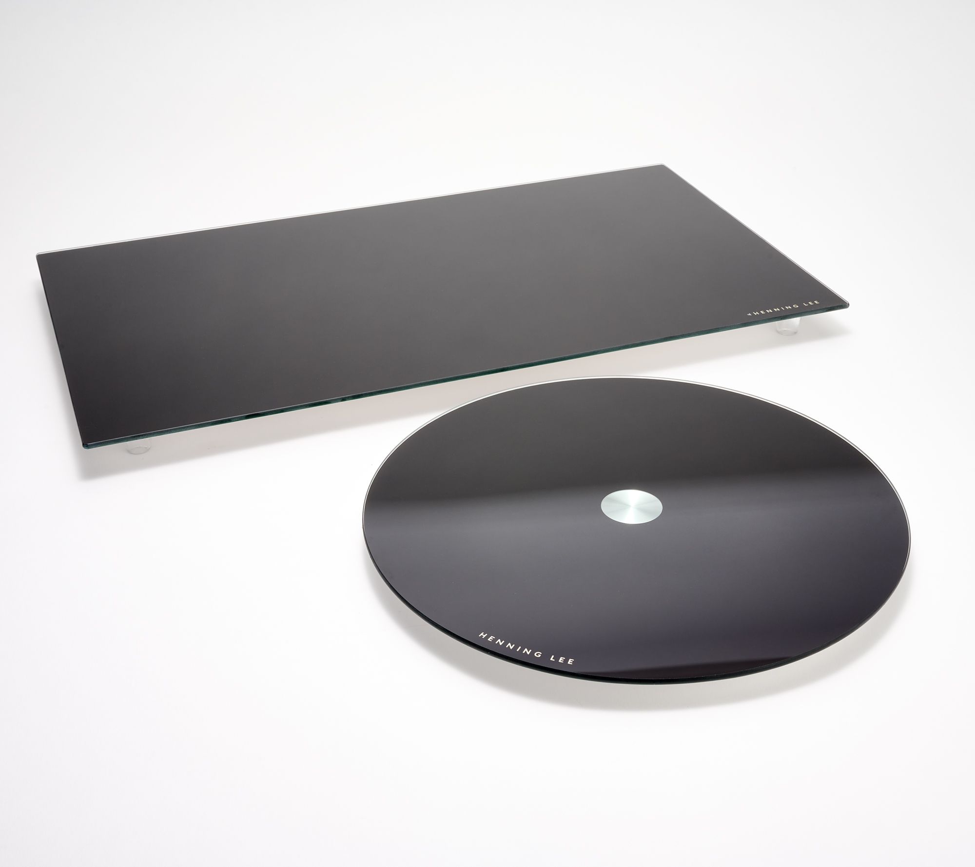 Henning Lee Tempered Glass Countertop Tray and Lazy Susan Set