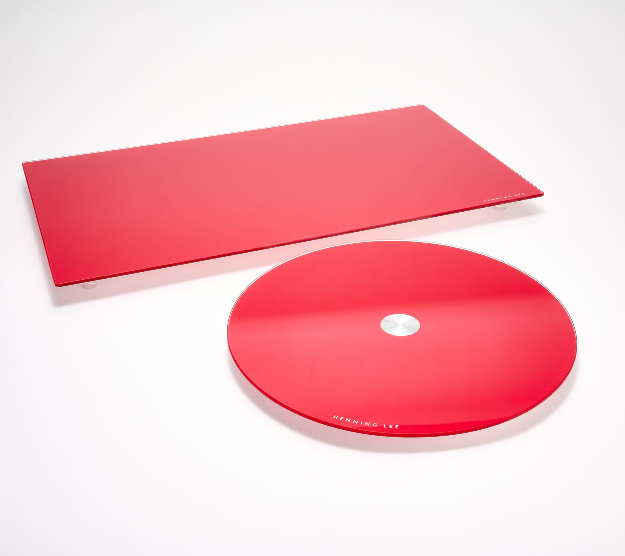 Henning Lee Tempered Glass Countertop Tray and Lazy Susan Set