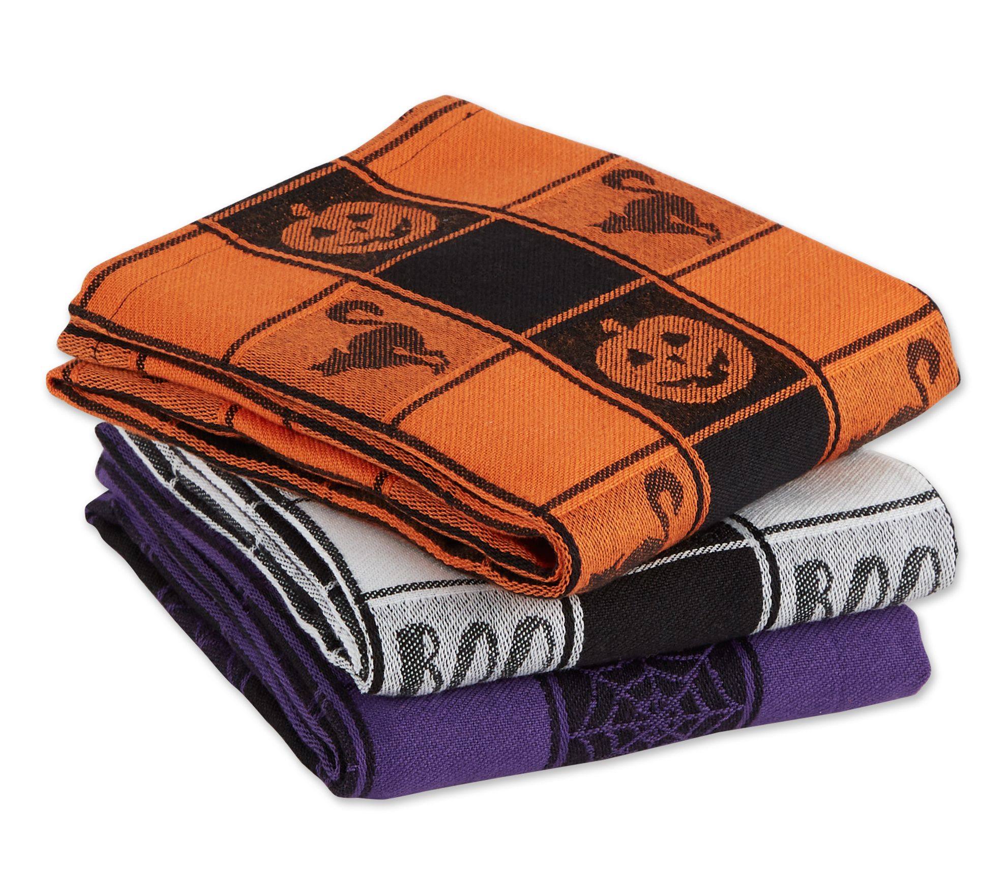 Design Imports Halloween Checkered Jacquard Kitchen Towel Set