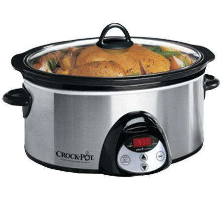 Crock-Pot 6.5-Quart Oval Countdown Stainless Steel Slow Cooker - QVC.com