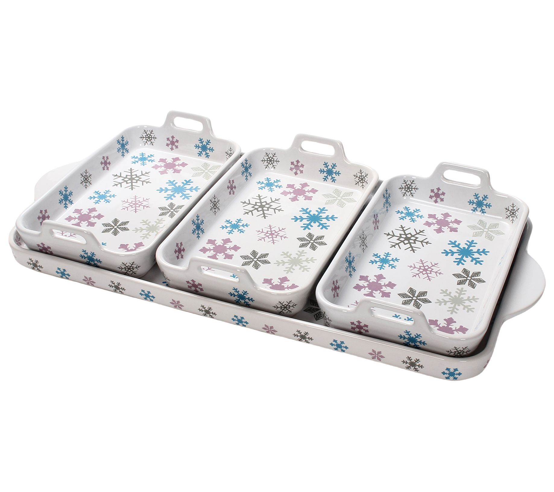"As Is" Temp-tations Seasonal Set of 3 Micro Bakers w/ Serving_Tray