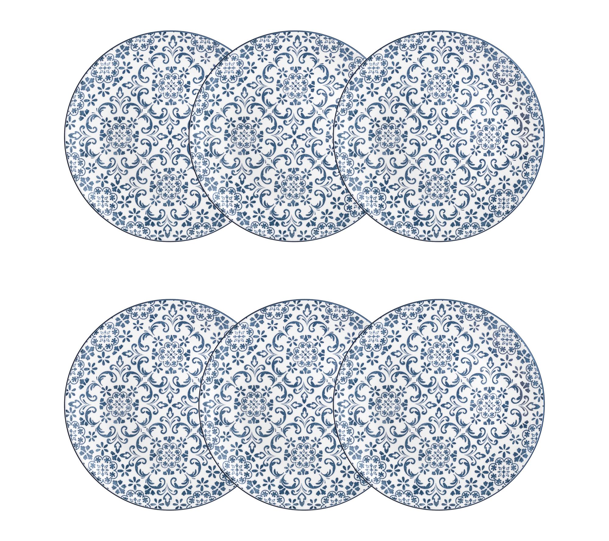  10 Strawberry Street Set of 6 Mediterranean Blue Dinner Plates