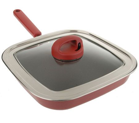 CooksEssentials Hardcoat Enamel II 12 Divided Skillet with Spatula