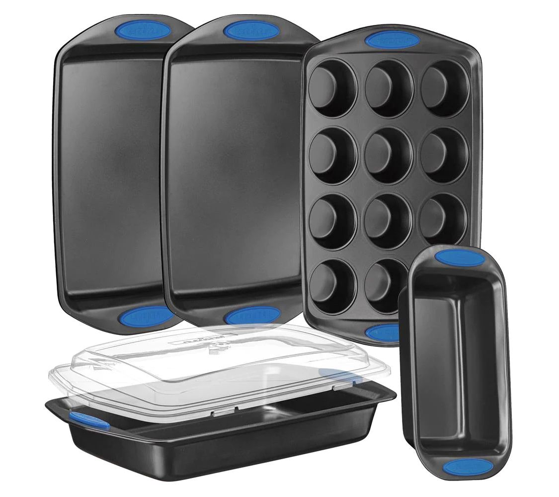 Nutrichef 6pc.Carbon Steel Bakeware Set With Silicone Handles