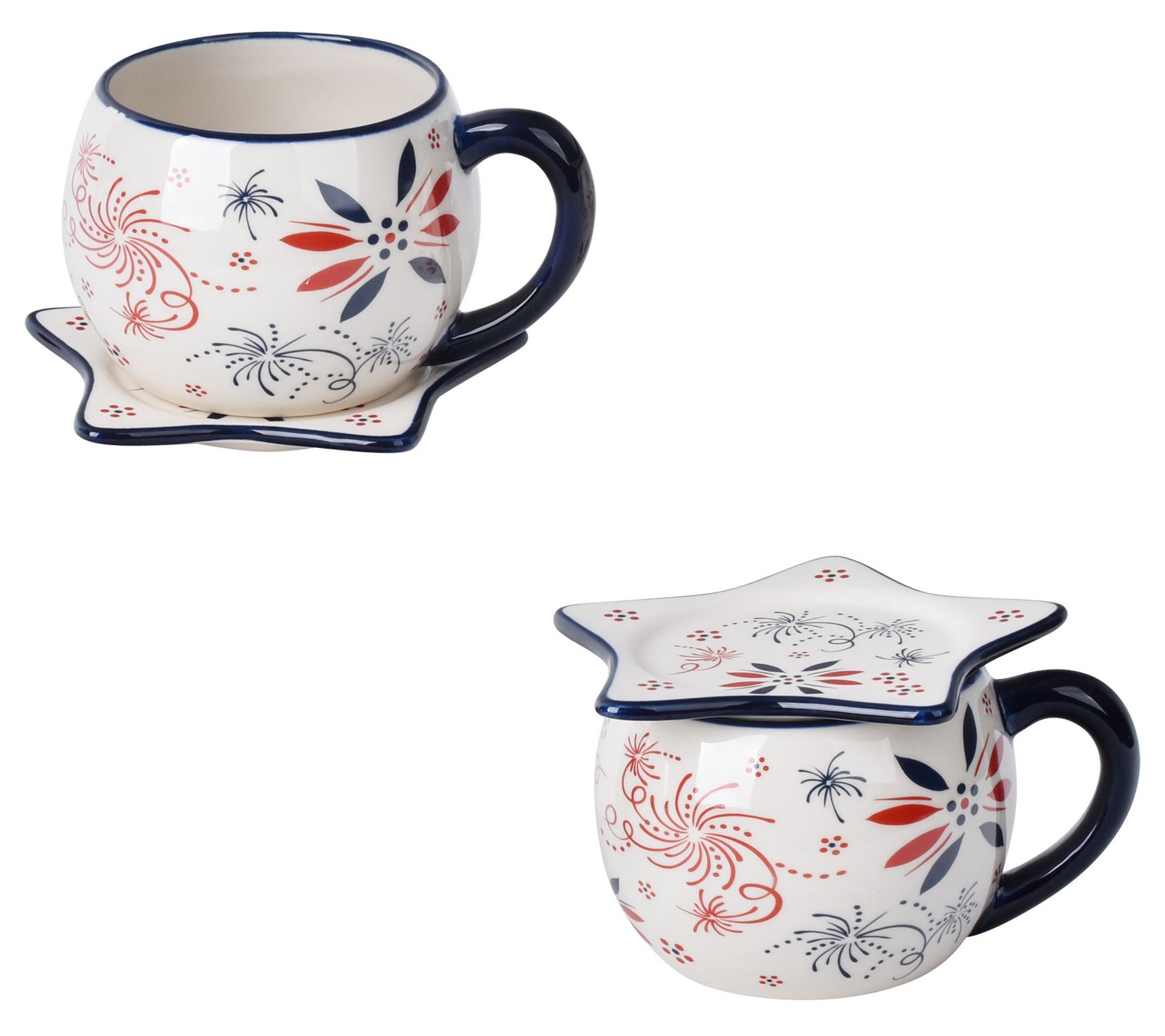 "As Is" Temp tations Seasonsal Set 2 16oz Flip & Sip Mugs w/ Lids