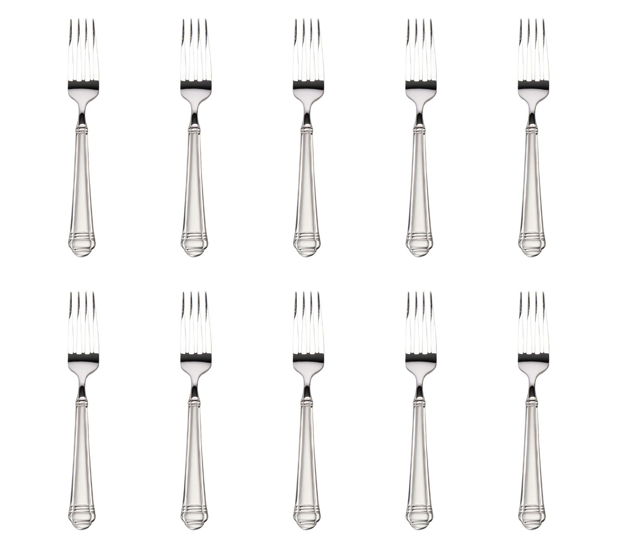 Godinger Set of 10 Crete Sandblast 18/0 SS Salad Forks