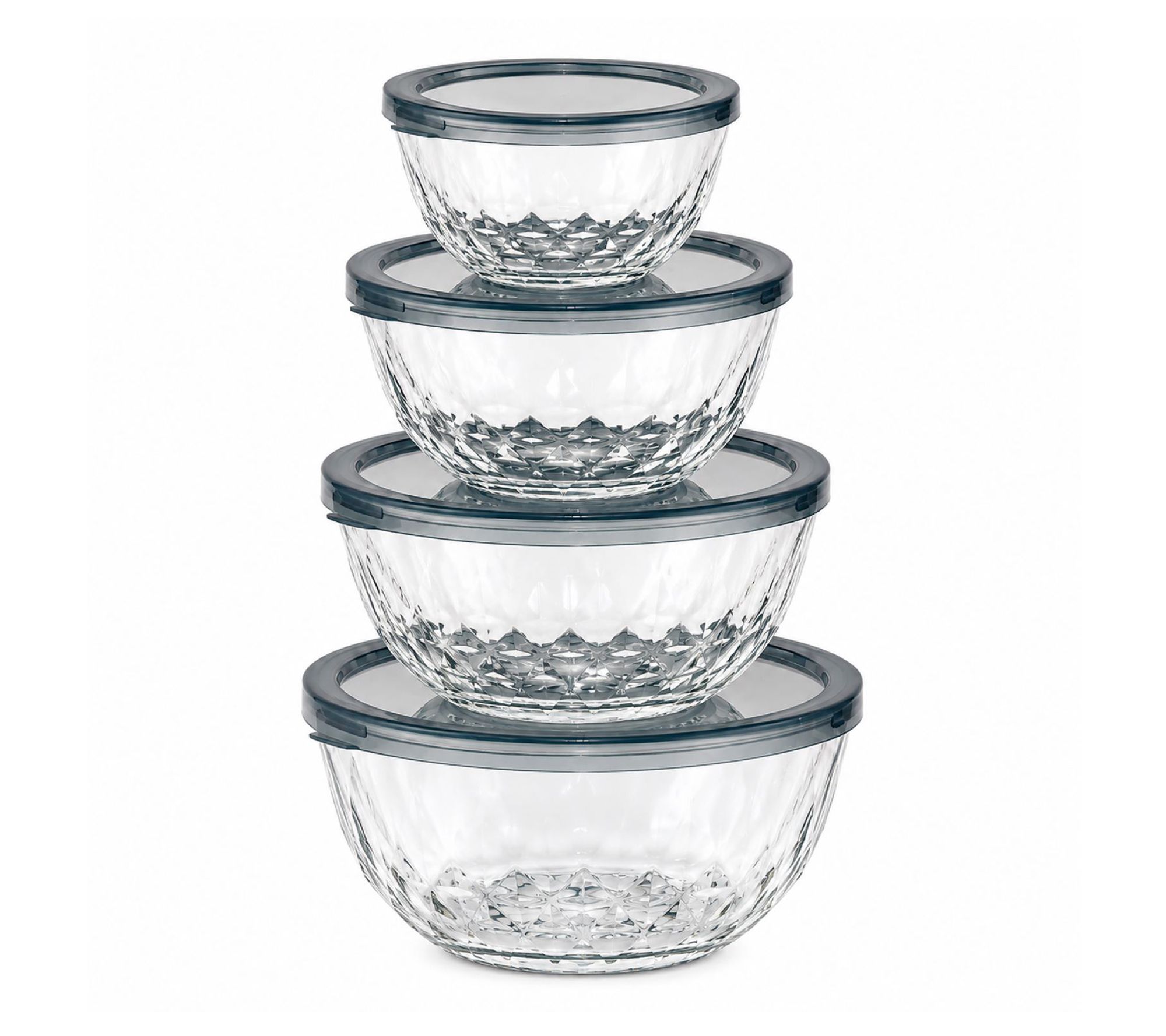 Sorbus 4Pc Glass Bowl Set w/ Plastic Lids