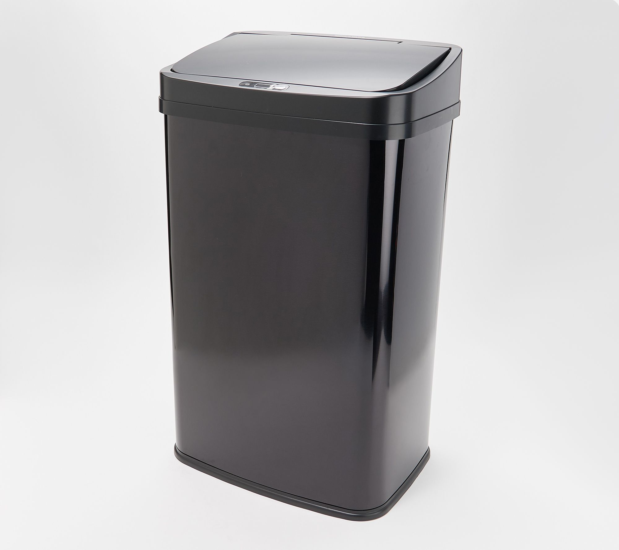 13 Gallon Automatic Trash Can for Kitchen Black Steel Touchless Motion Sensor Bin Soft Close Lid 50L LED Timer Slim Design