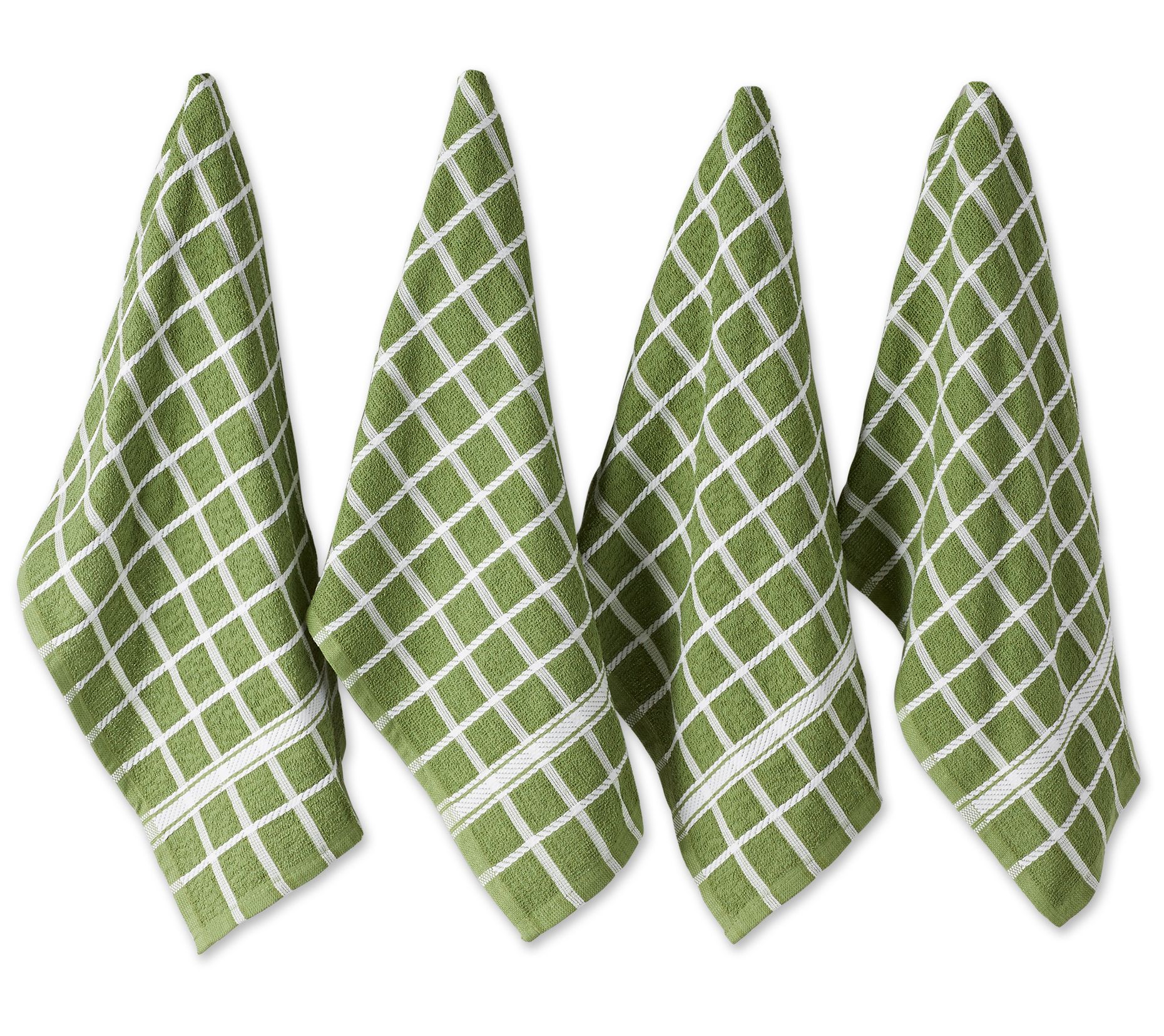 J&M Green Ribbed Terry Dishtowel Dishcloth (Set of 8)