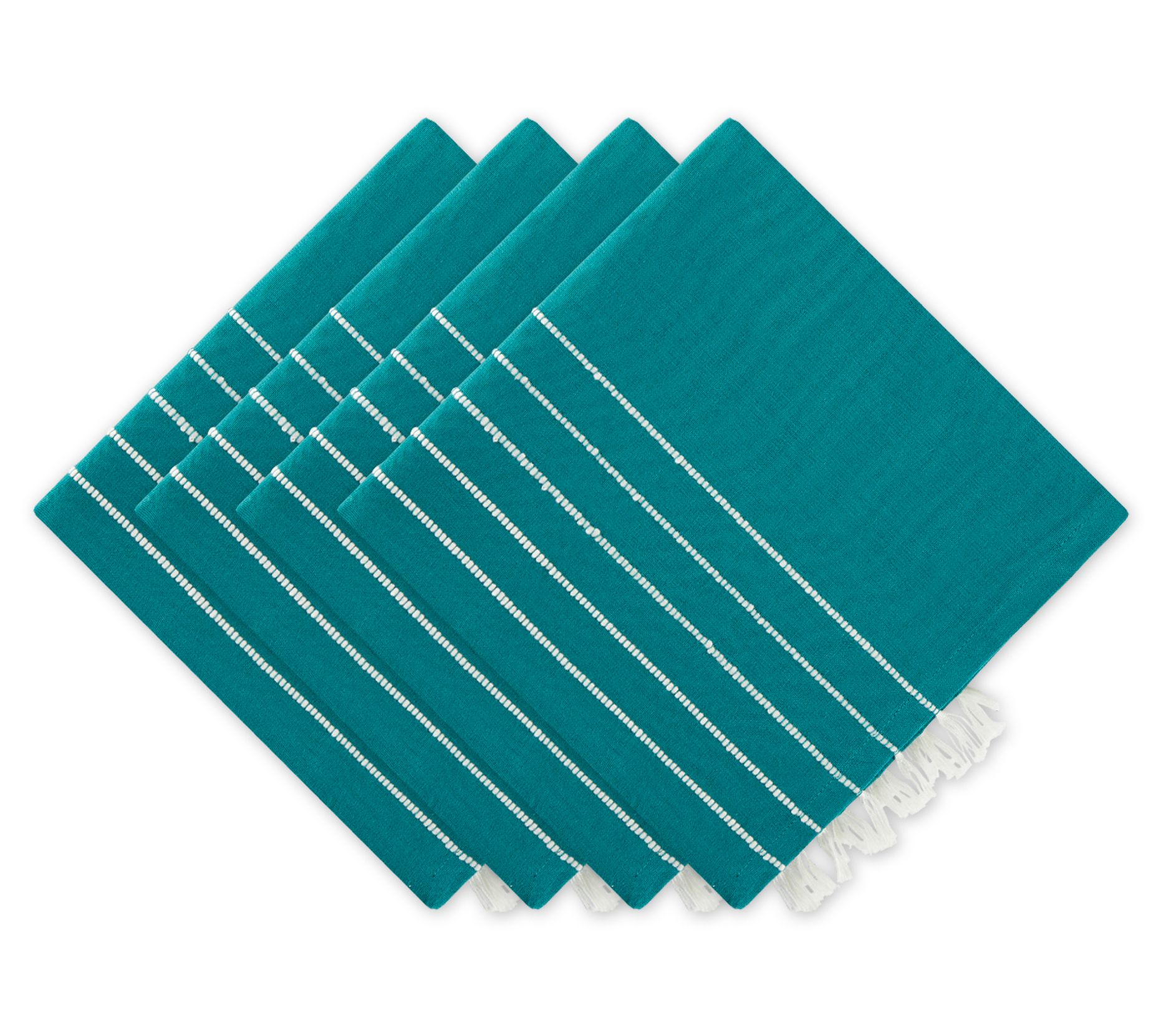 Design Imports Set of 4 Stripe Tassel Napkins