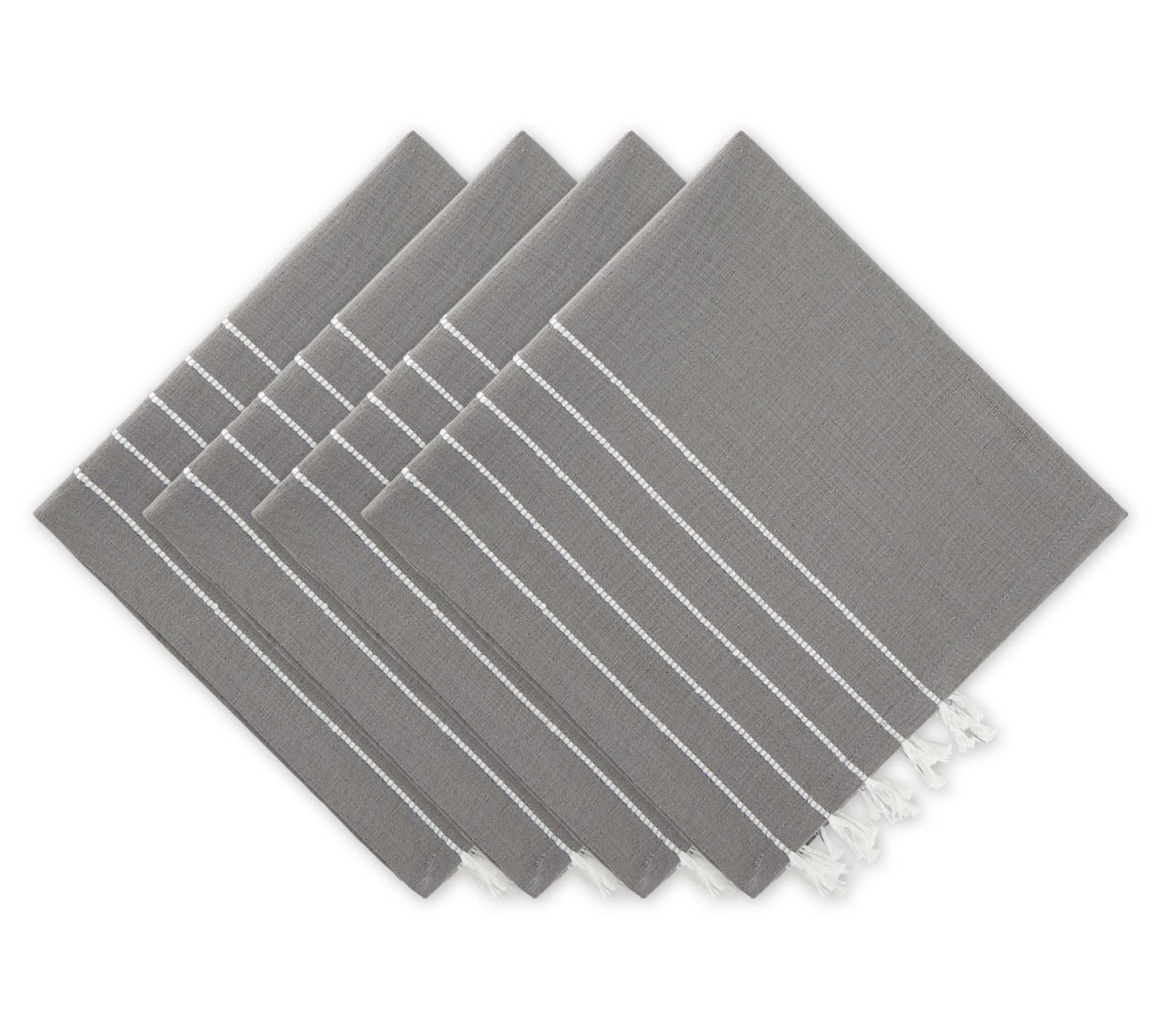 Design Imports Set of 4 Stripe Tassel Napkins