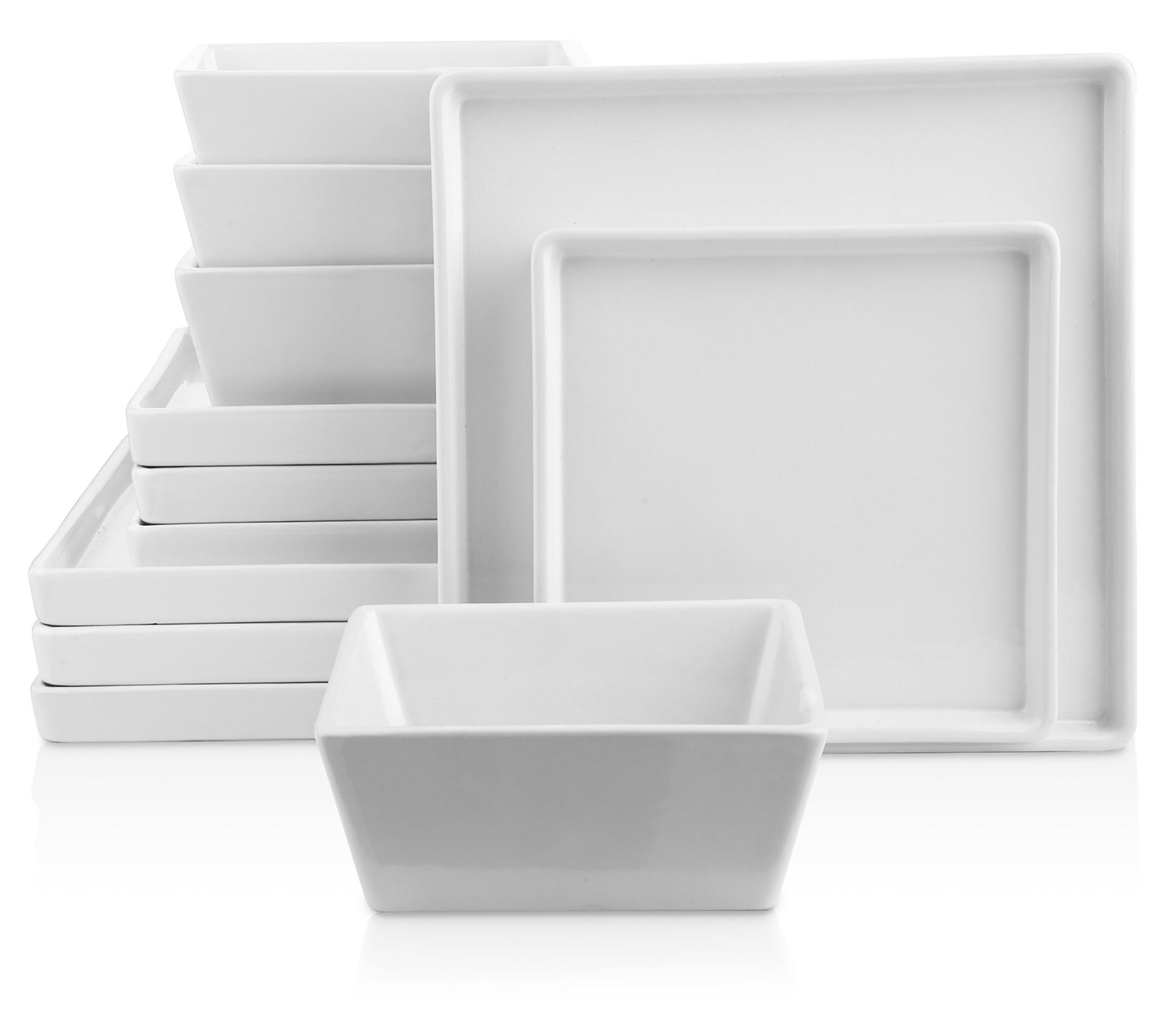 Stone + Lain Grace 12-Piece Stoneware Square Dinnerware Set