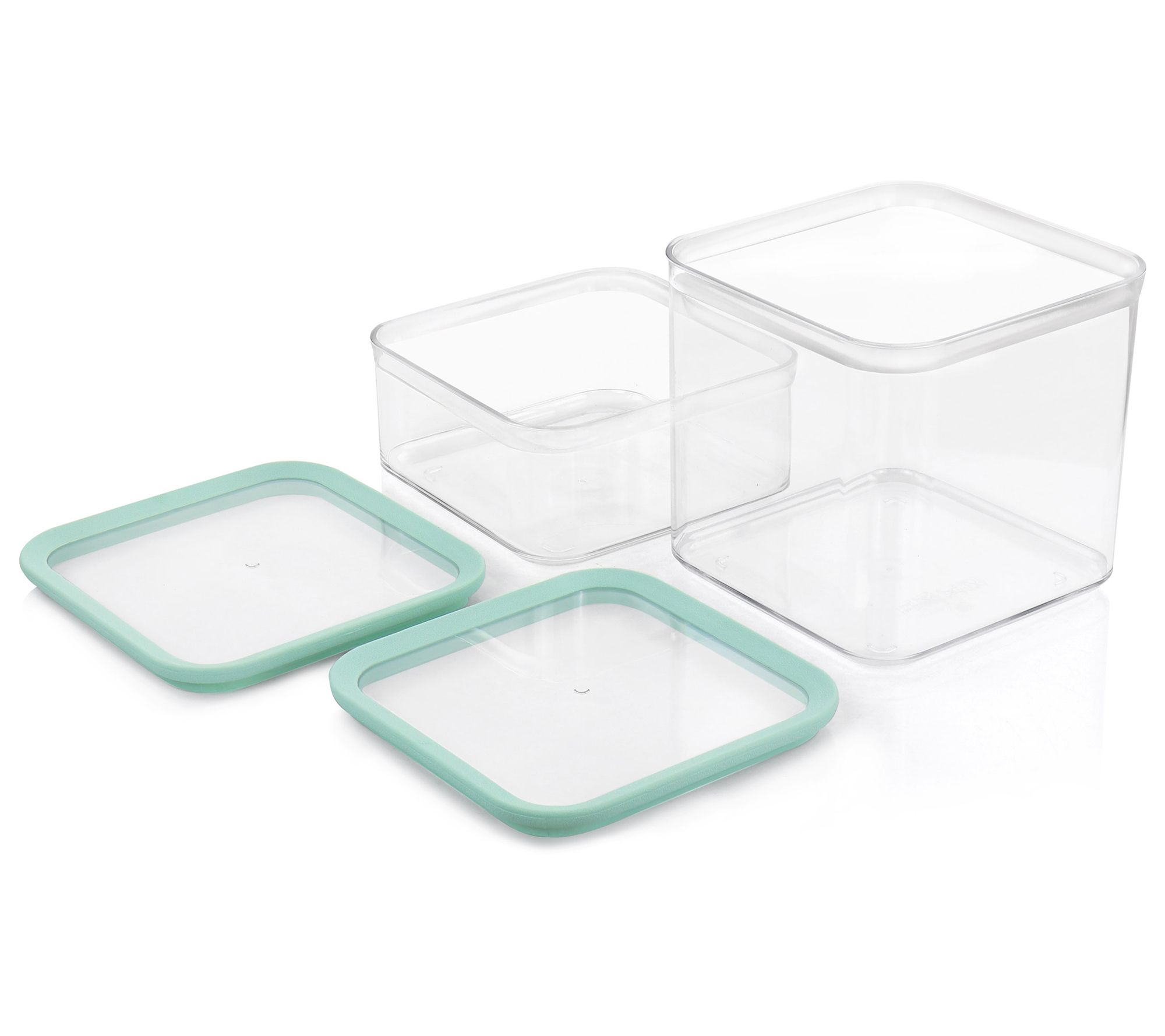 Martha Stewart Square Glass Storage Containers with Mint Lids