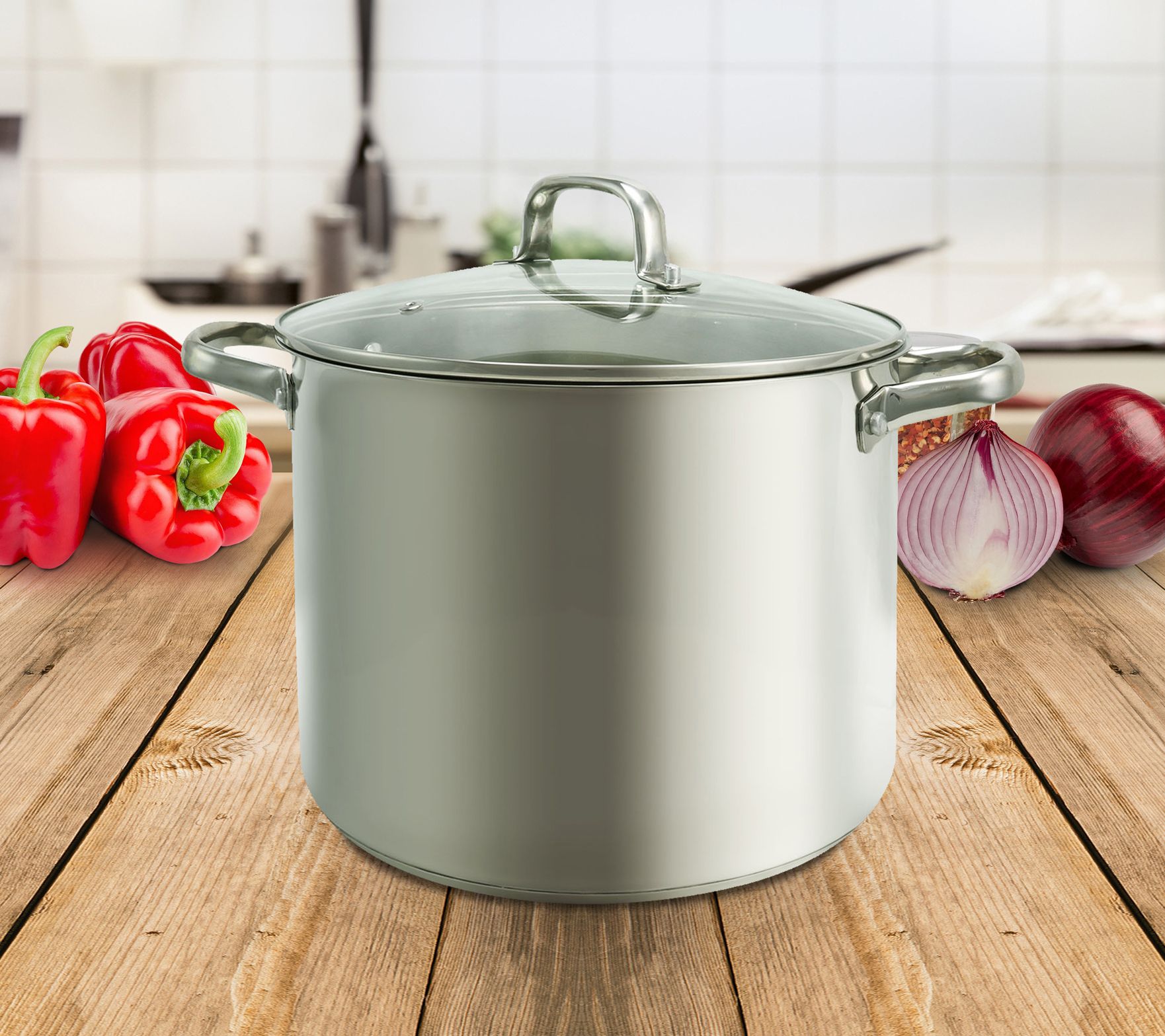 Mainstays 8-Qt Stainless Steel Stock Pot with Metal Lid 