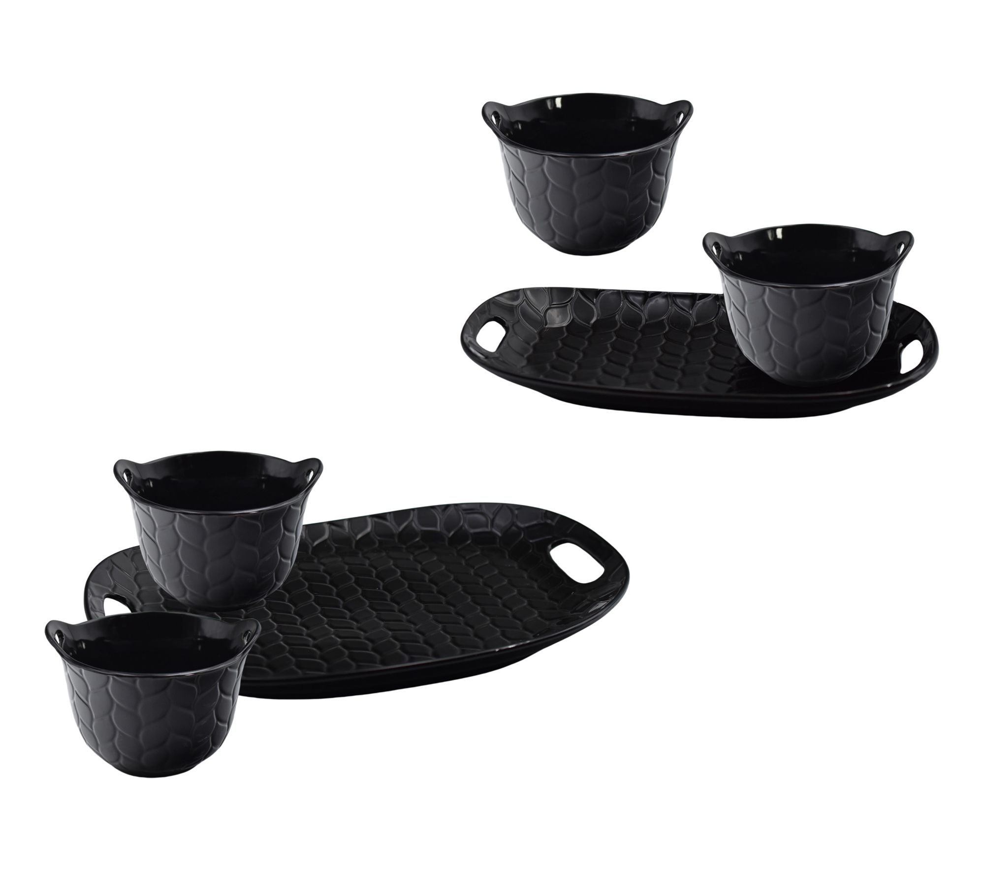 "As Is" Temp- tations Carved Willow 6-pc Serving Tray and Bowl Set