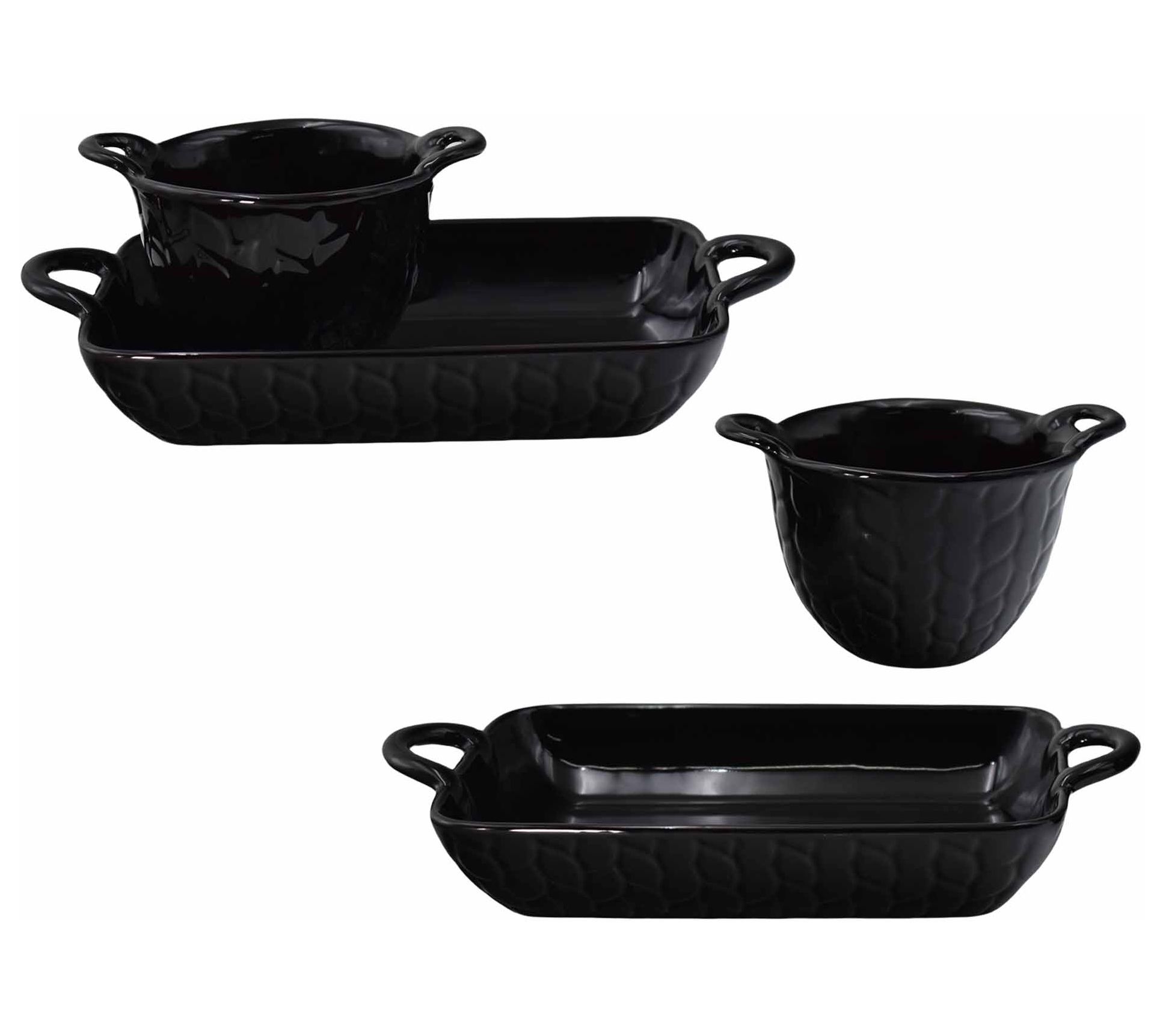 "As Is" Temp-tations Carved Willow 4-piece Baker and Bowl Set