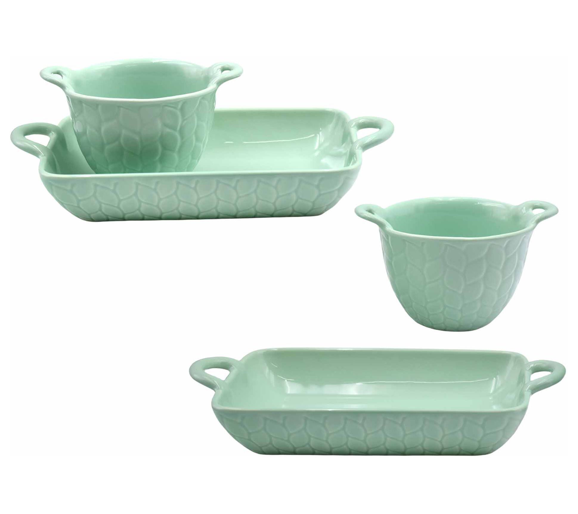 "As Is" Temp-tations Carved Willow 4-piece Baker and Bowl Set