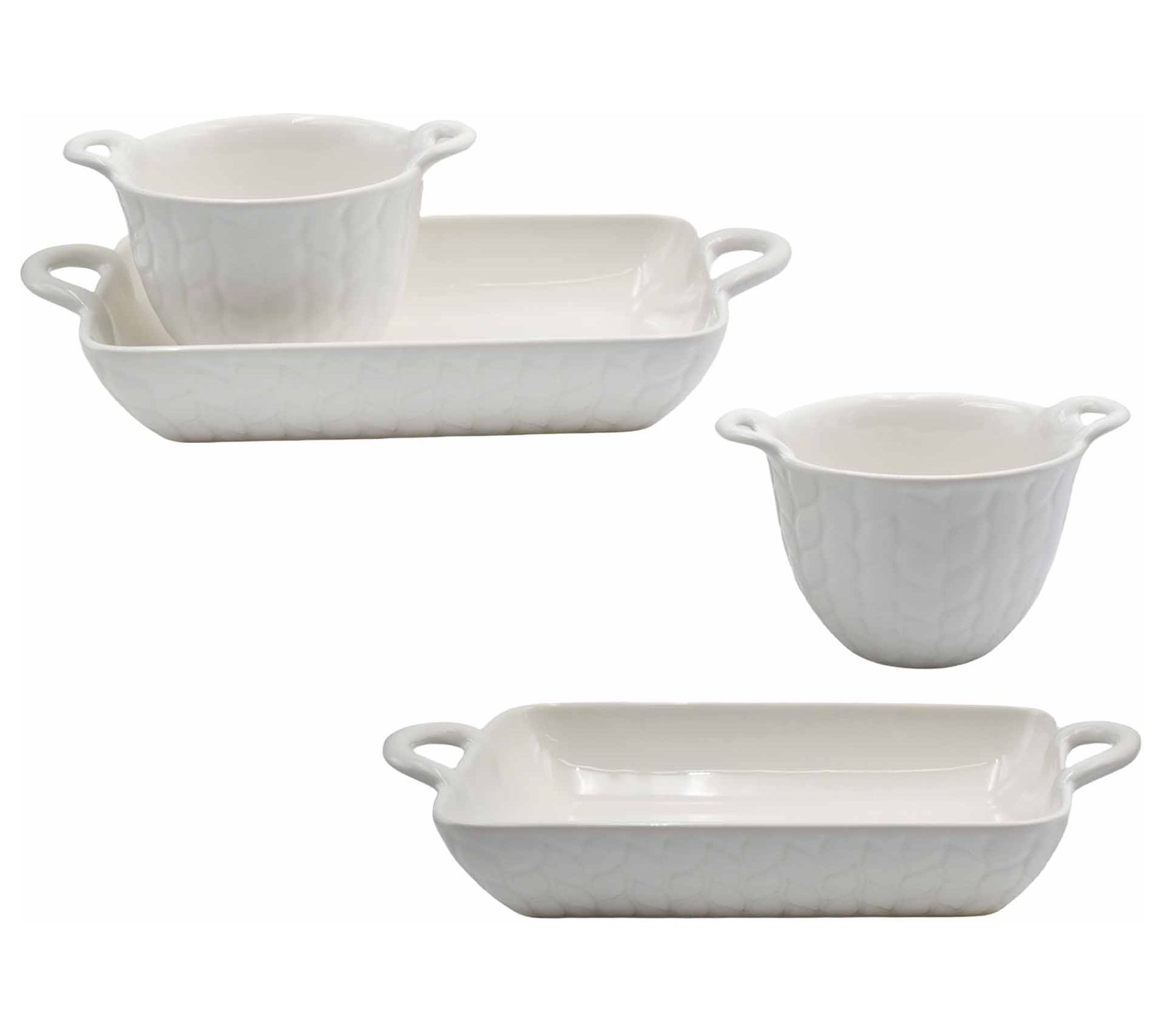 "As Is" Temp-tations Carved Willow 4-piece Baker and Bowl Set