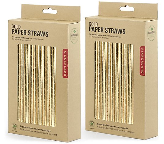 Kikkerland 288-Count Metallic Paper Straws