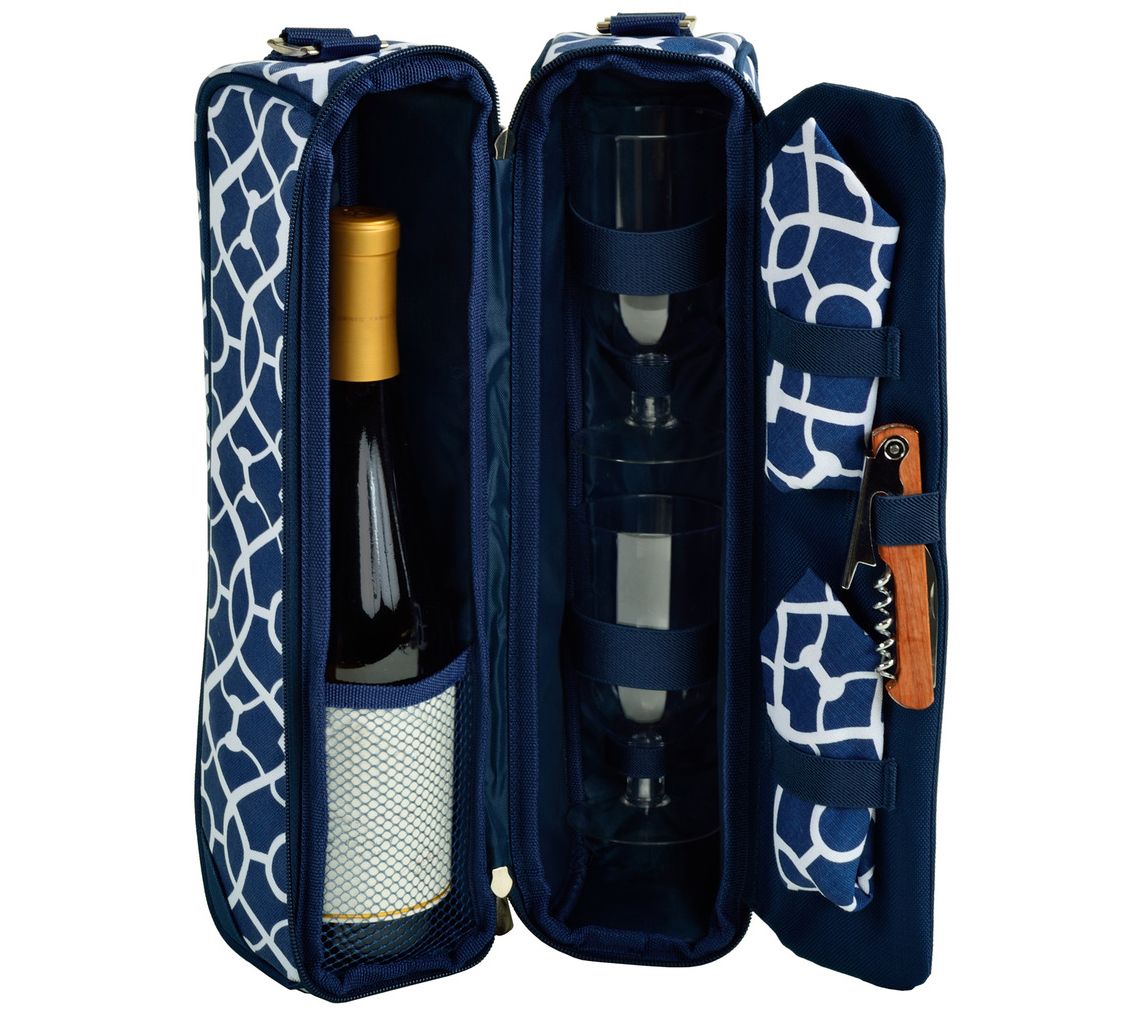 Picnic at Ascot Deluxe Insulated Wine Tote for, Trellis