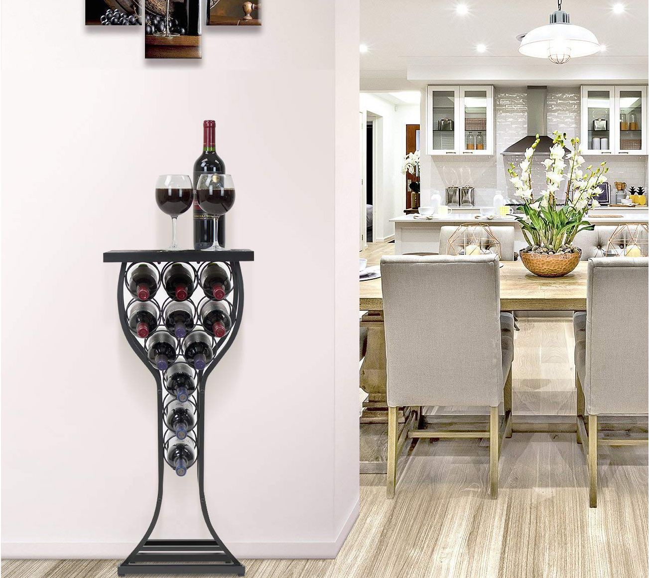 Silver floor wine online rack