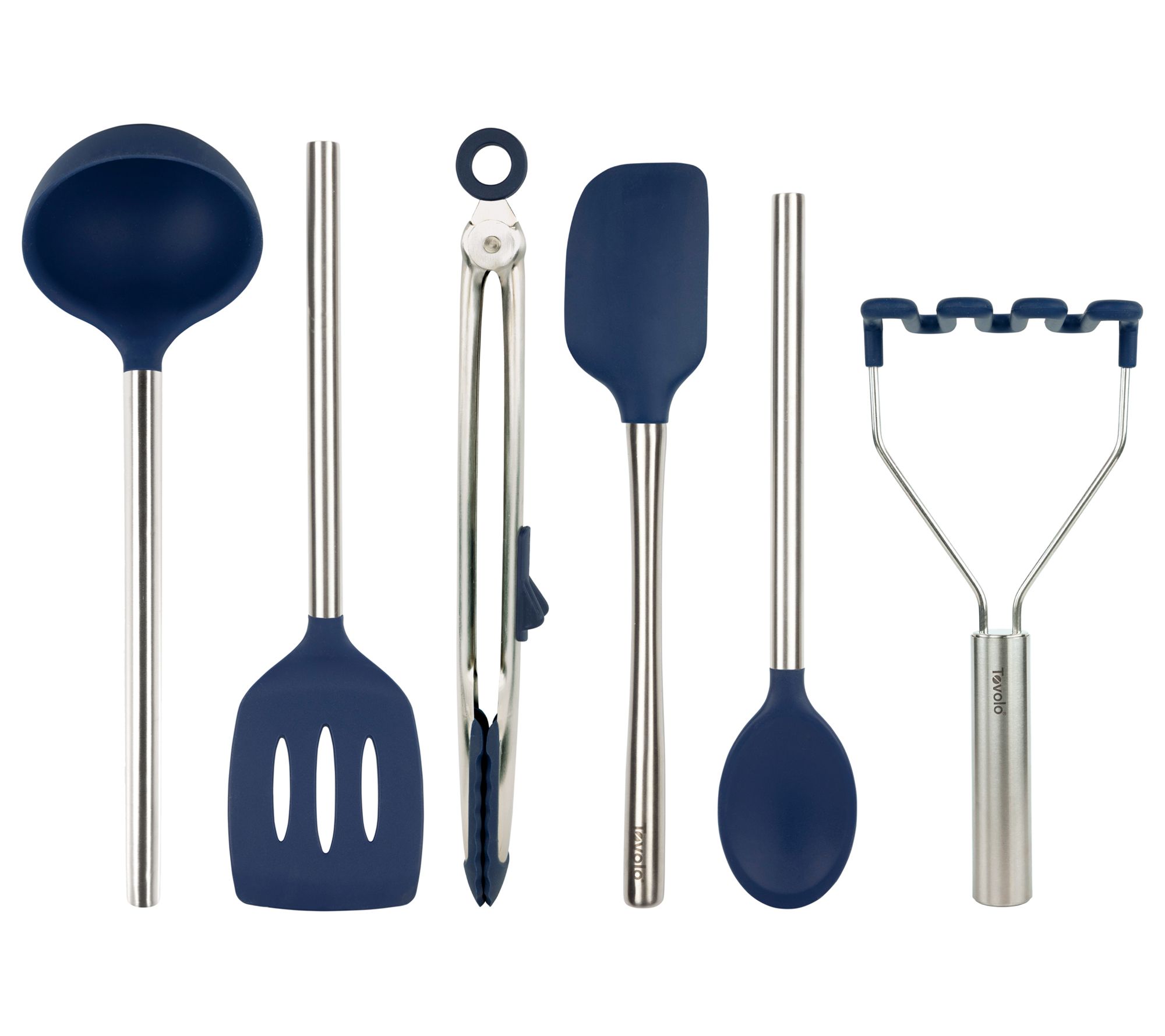 Tovolo Set of 6 Silicone Kitchen Utensils w/SS Handles