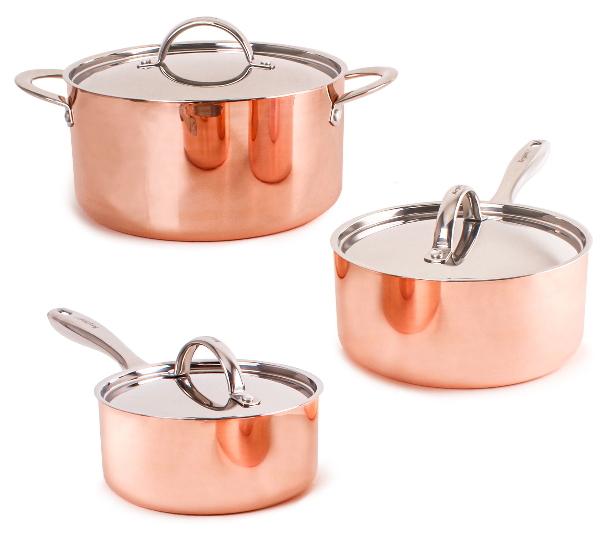 BergHOFF Vintage 6pc Tri-Ply Copper Cookware Set with Lids