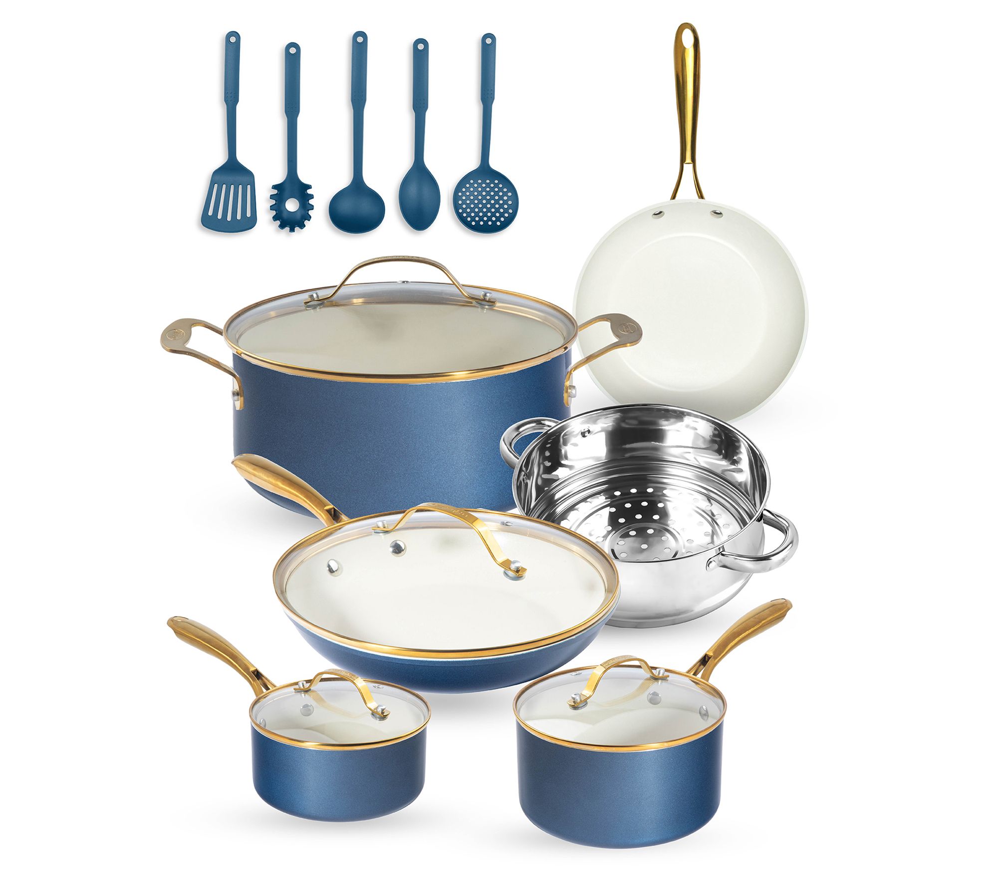 Gotham Steel Navy 15 Piece Nonstick Cookware &Utensil Set