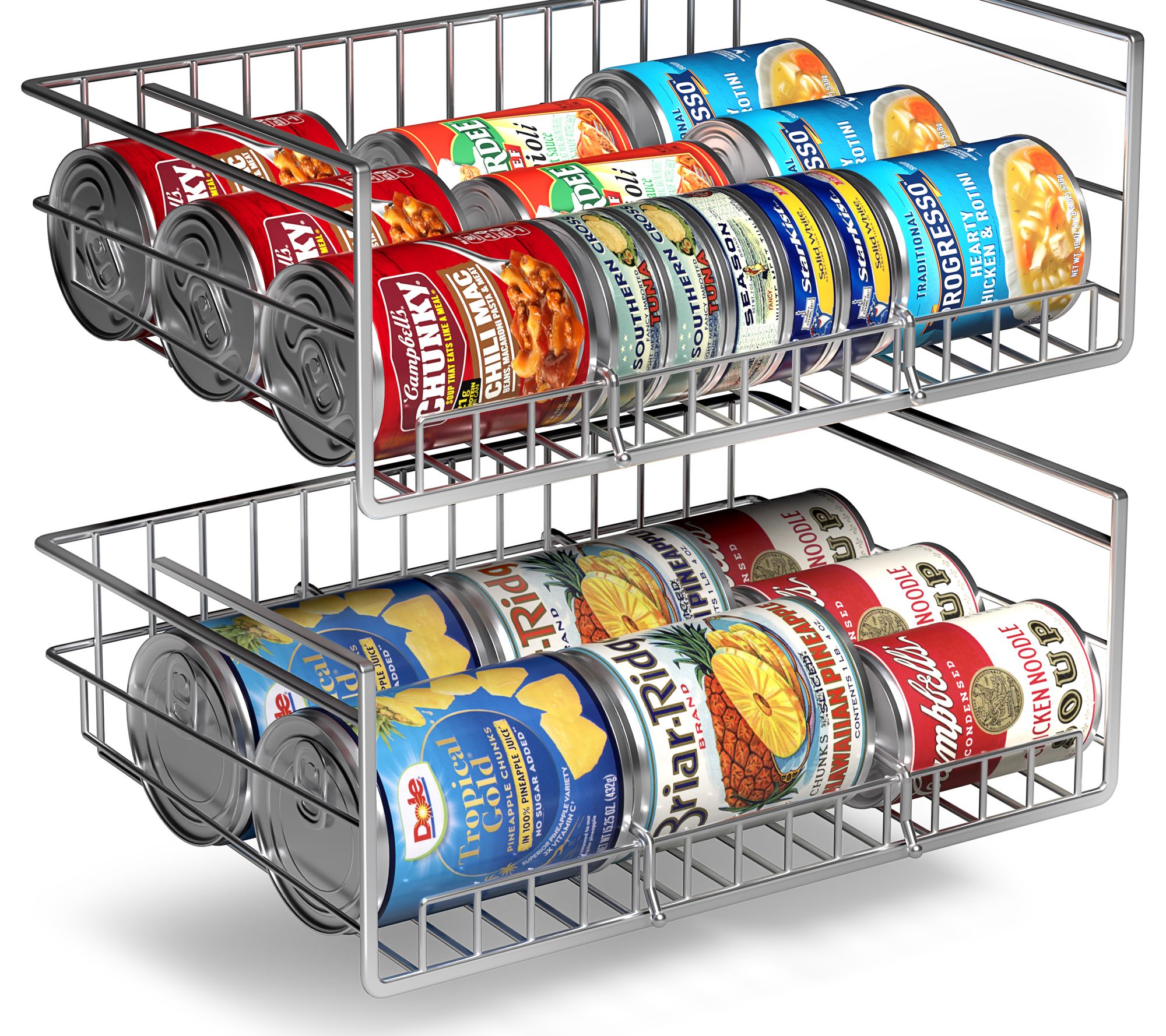 Sorbus 2-Pack Under Cabinet Can Storage Shelf with Dividers