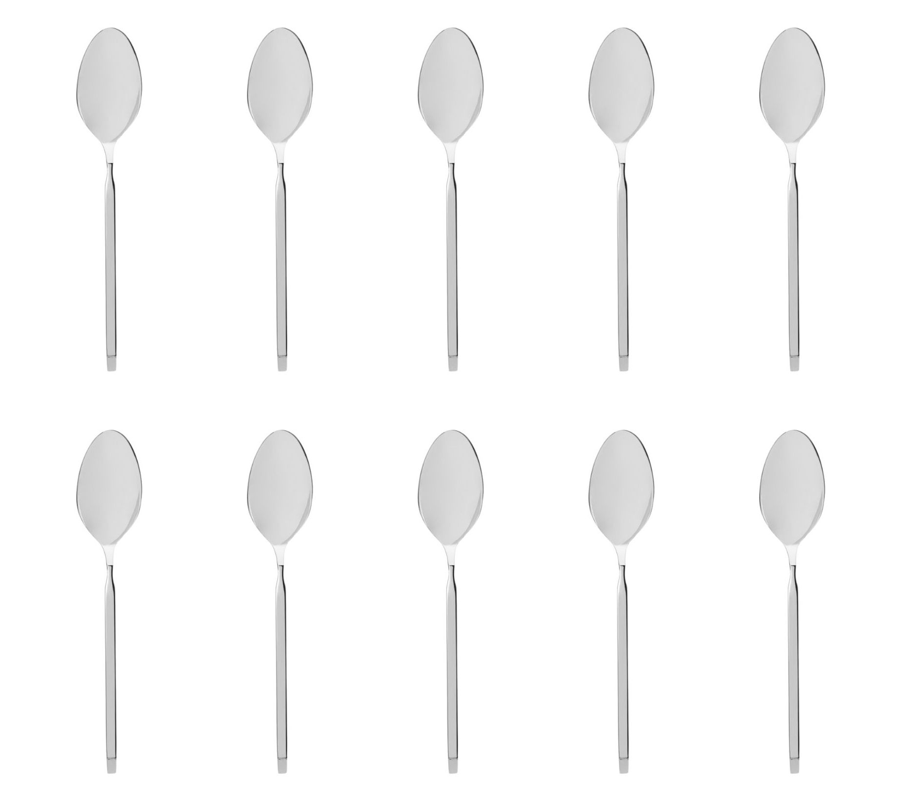 Godinger Set of 10 Ramp Mirrored 18/0 SS Teaspoons